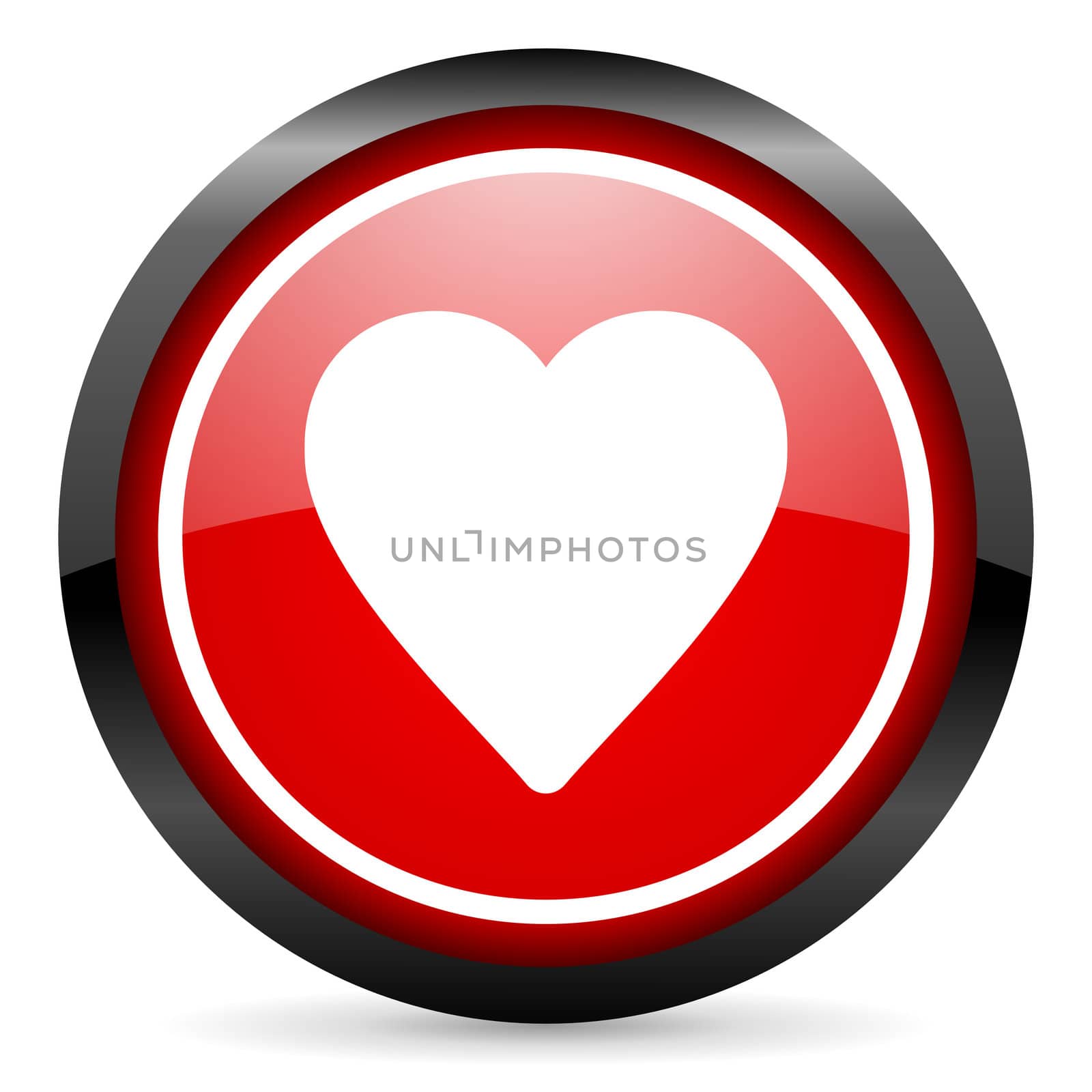 heart round red glossy icon on white background