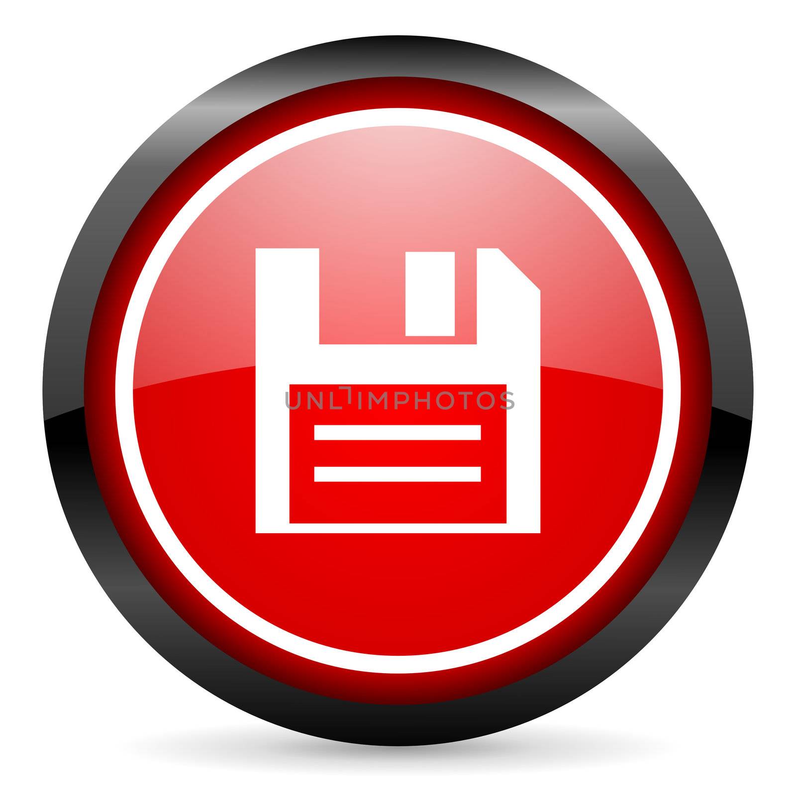 disk round red glossy icon on white background