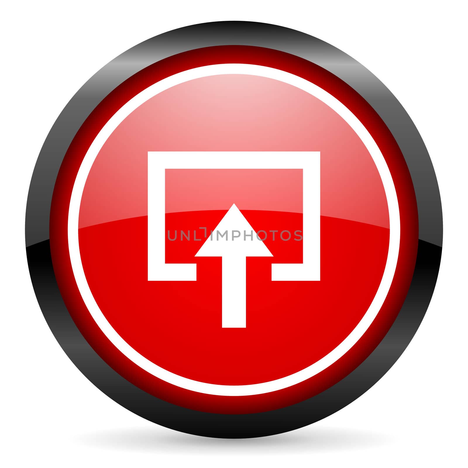 enter round red glossy icon on white background