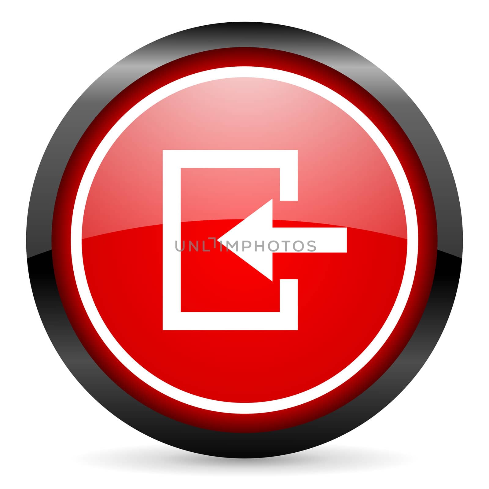 enter round red glossy icon on white background
