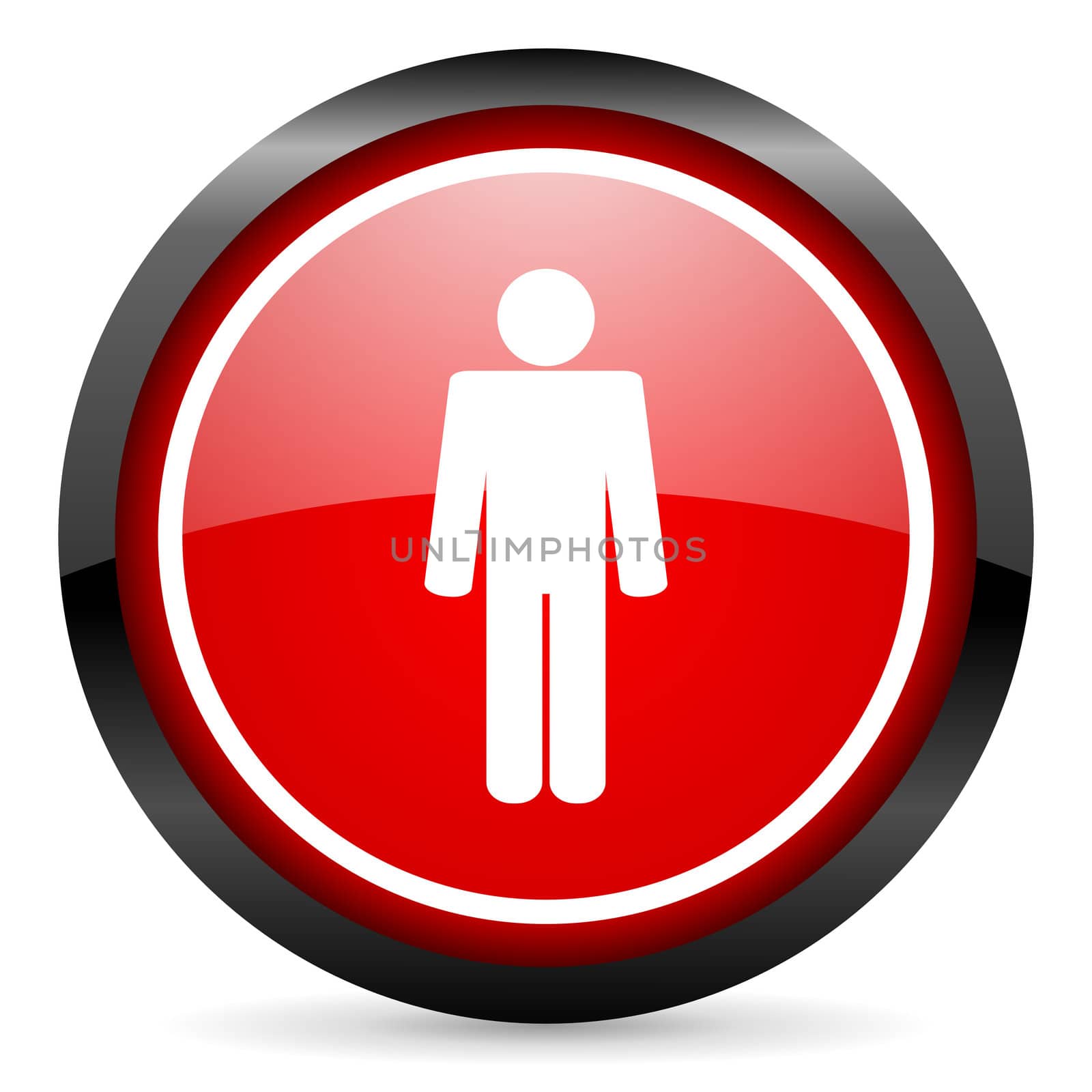 man round red glossy icon on white background