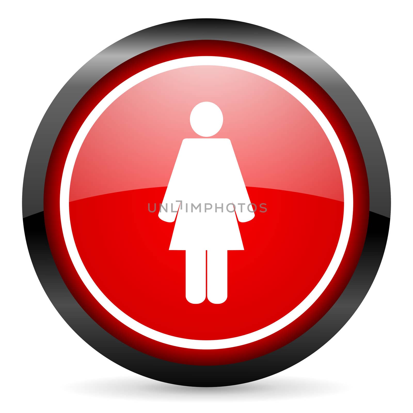woman round red glossy icon on white background