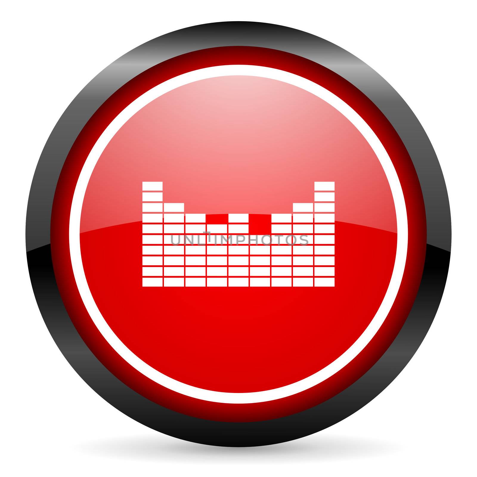 sound round red glossy icon on white background