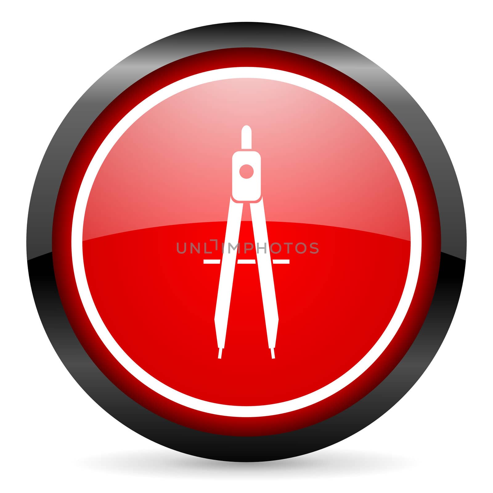 e-learning round red glossy icon on white background
