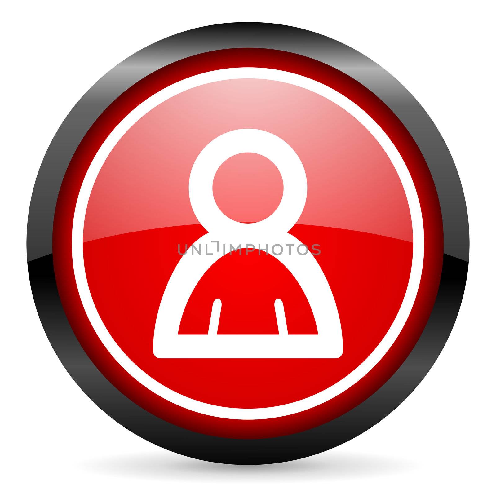 contact round red glossy icon on white background