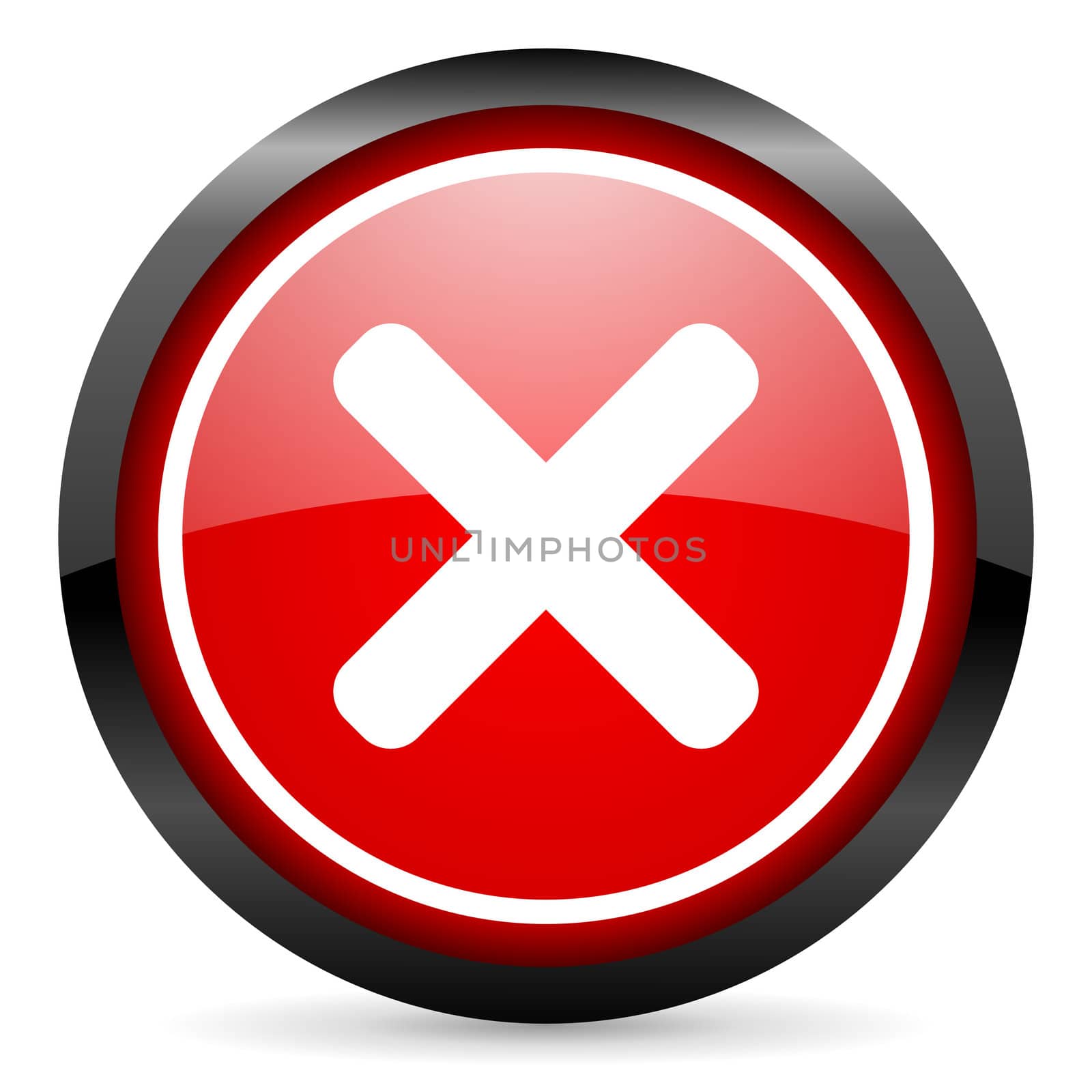 cancel round red glossy icon on white background