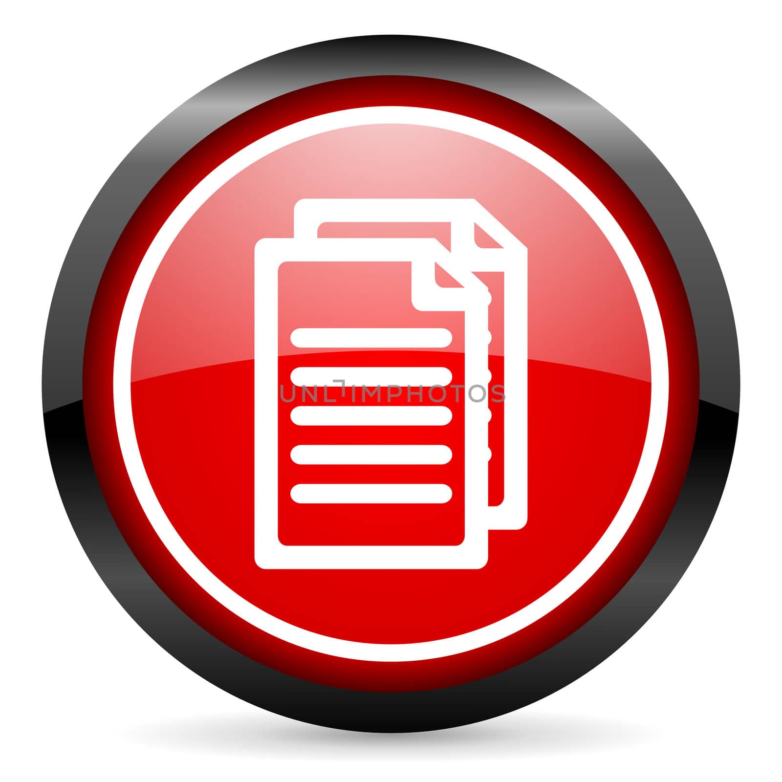 document round red glossy icon on white background