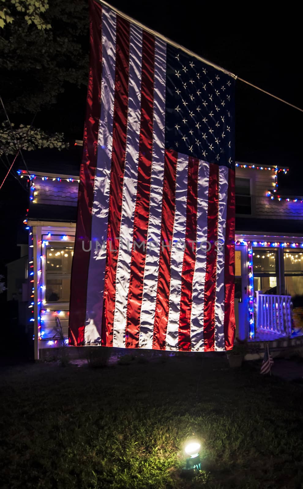 american flag in a night celebration