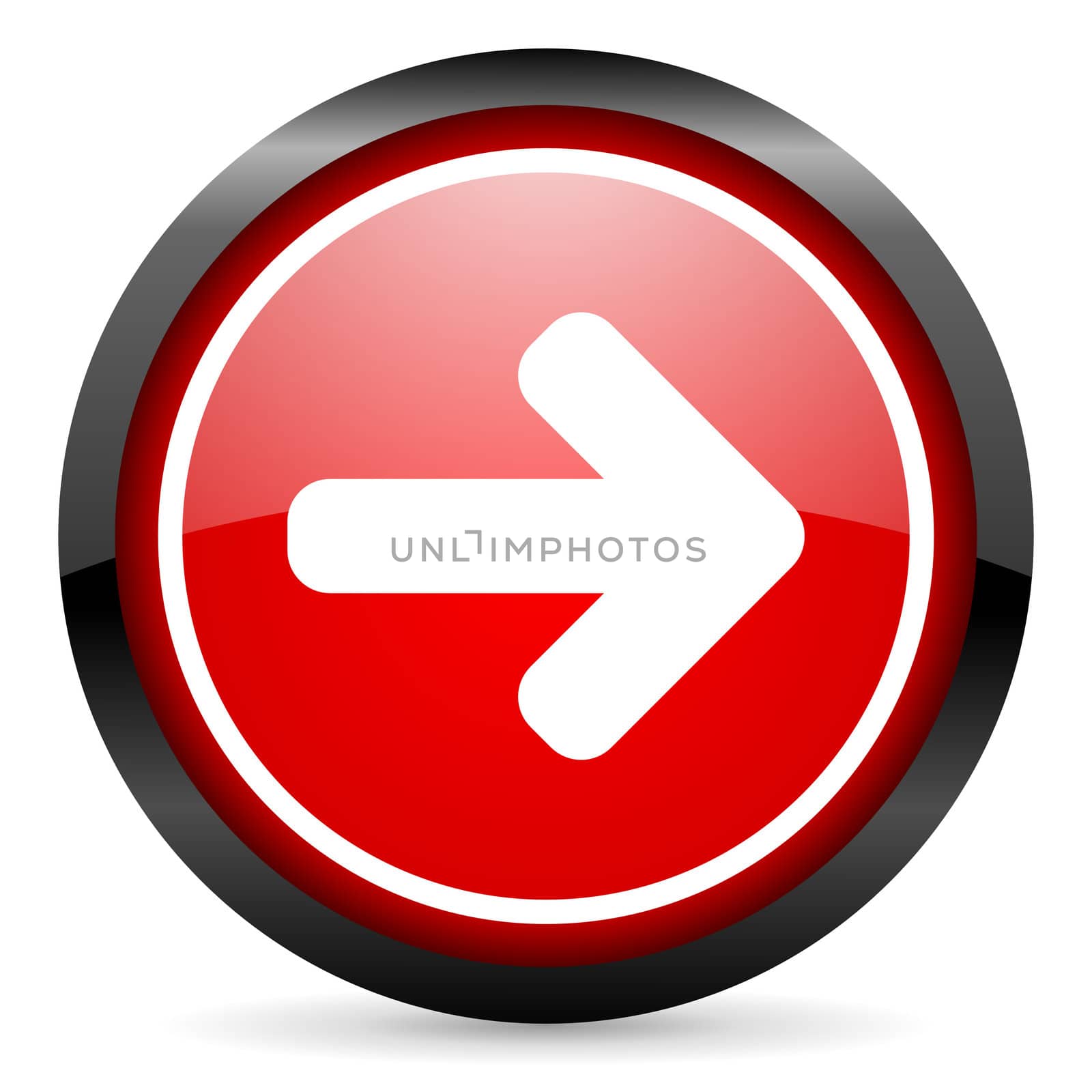 arrow right round red glossy icon on white background