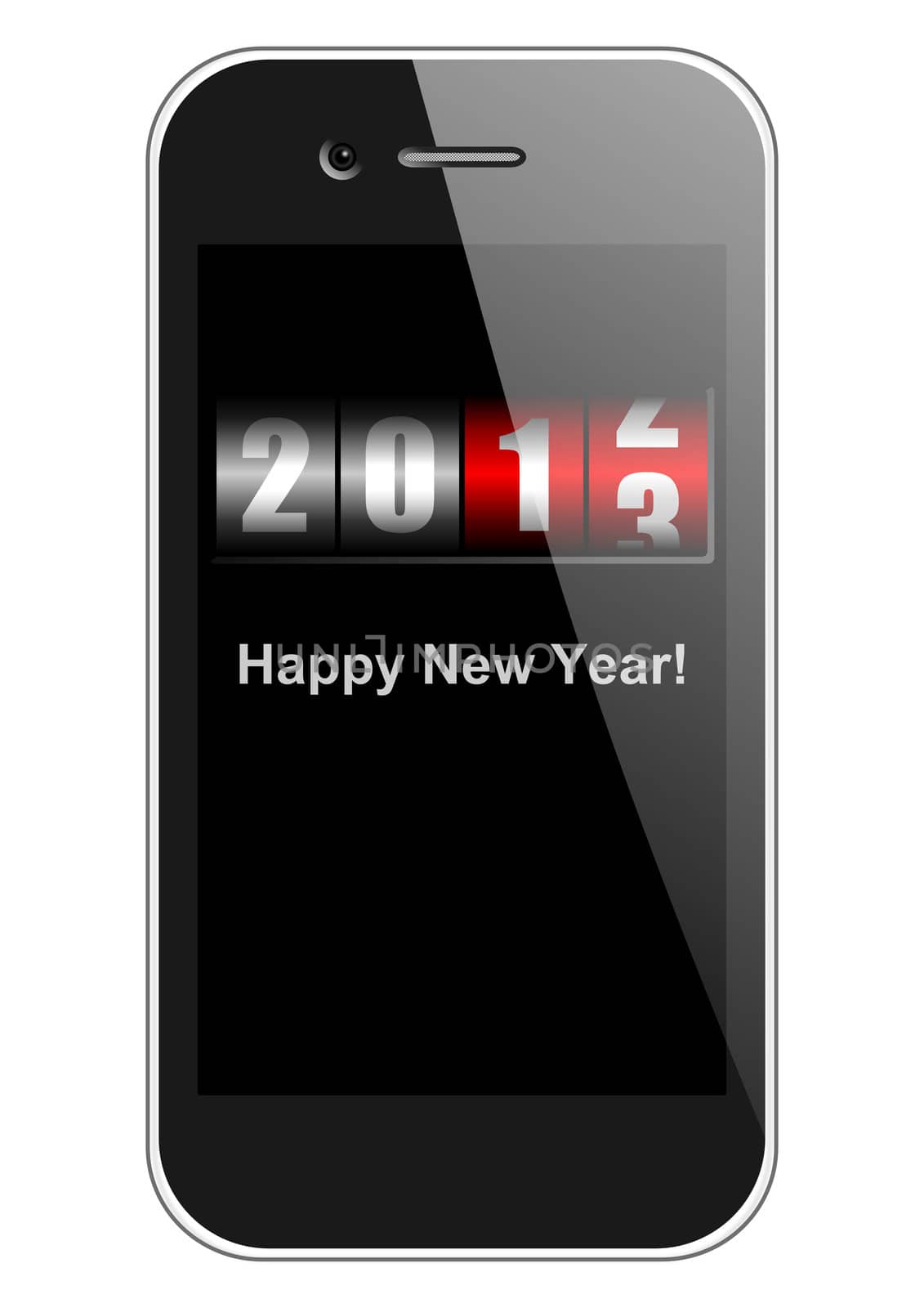 2013 new years illustration with mobile phone and counter