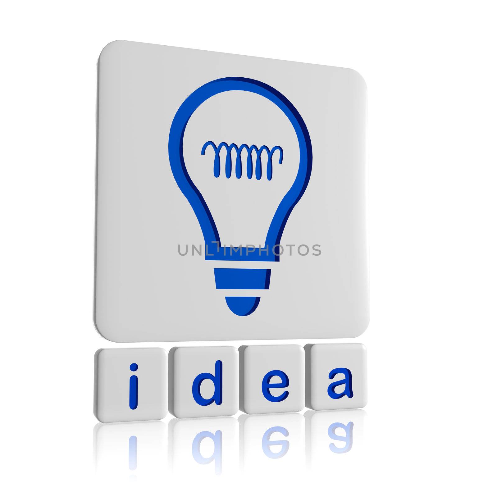 3d tablets with text idea and light bulb signs, business concept