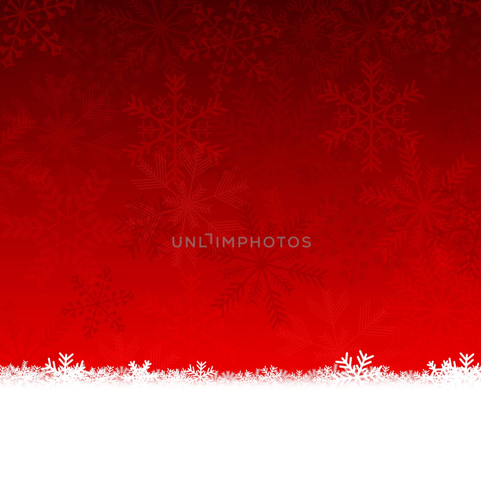 red christmas card with snowflakes