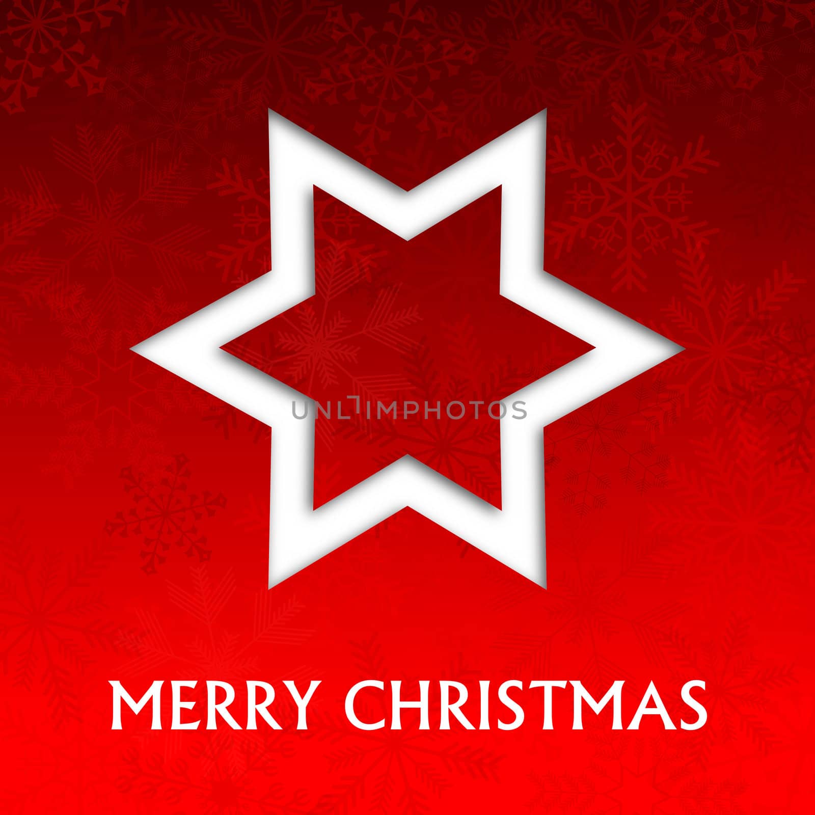 red christmas card with snowflakes illustration