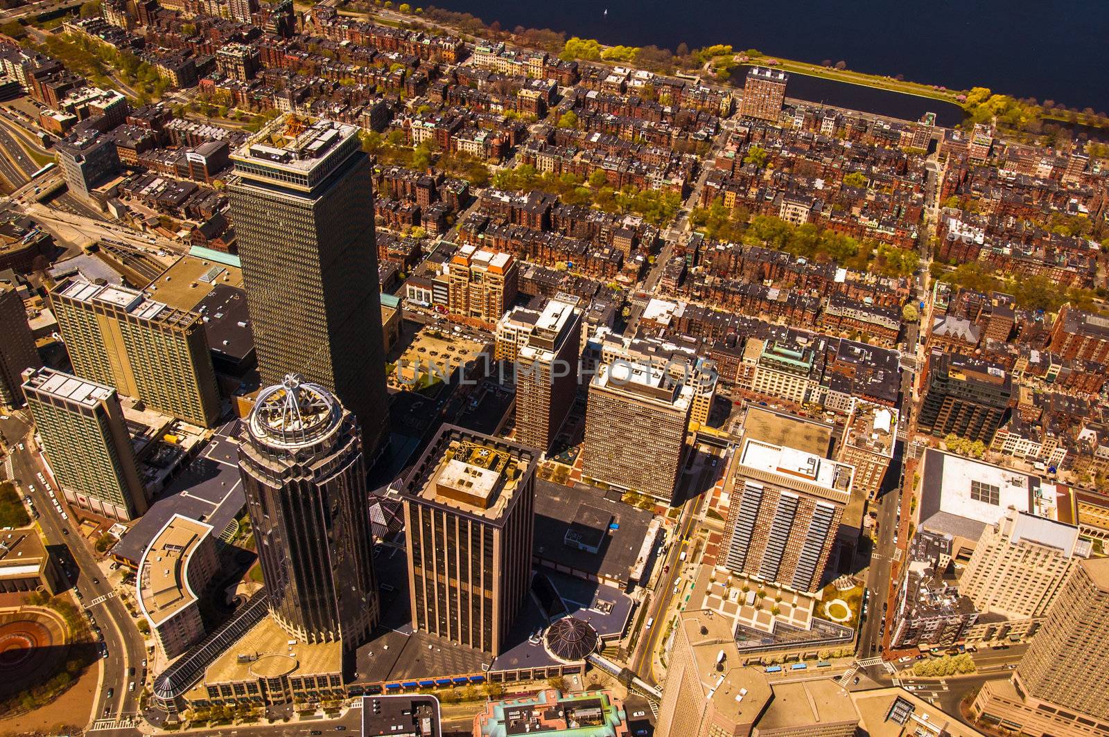 Boston's Back Bay area and downtown from the air