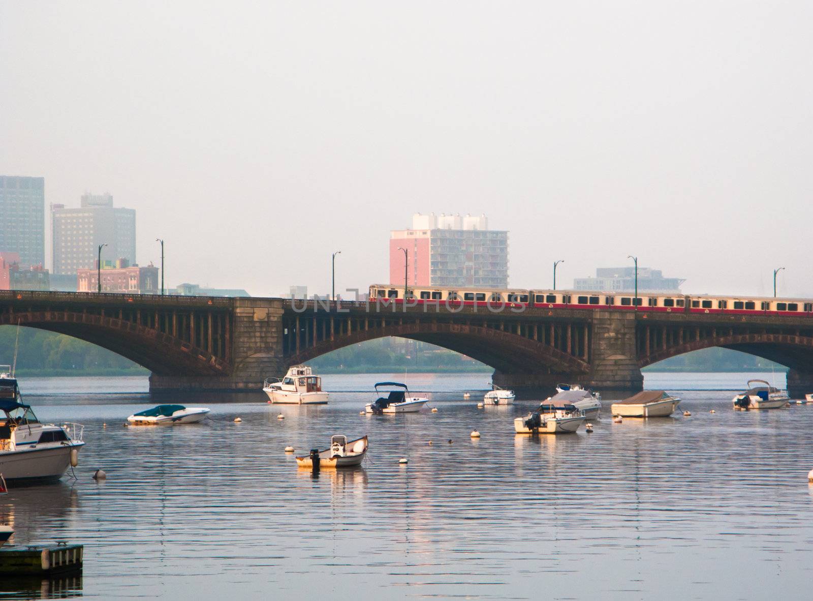 Boston Longfellow Bridge and Red Line by edan