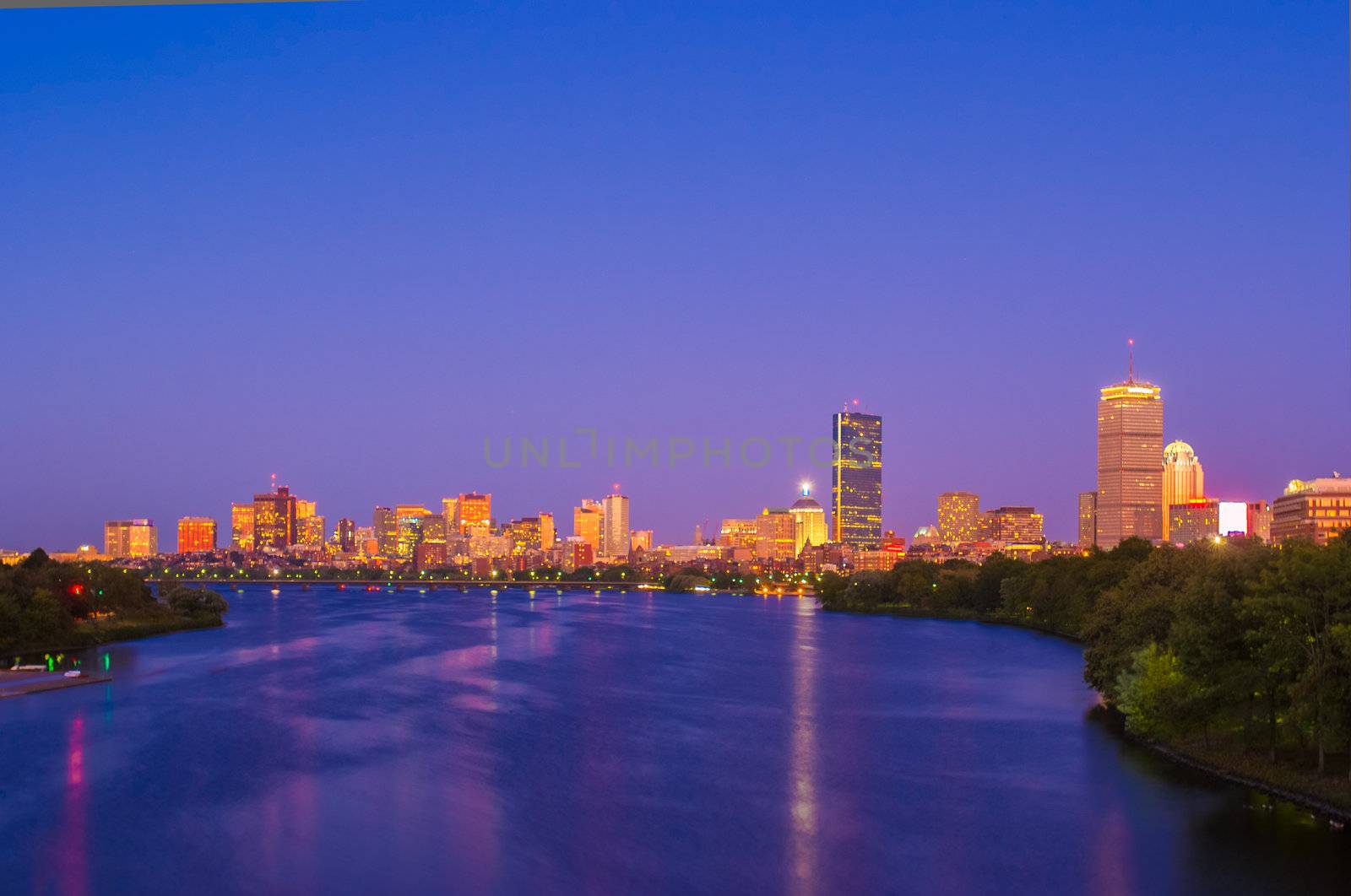 View of Boston, Cambridge, and the Charles River by edan