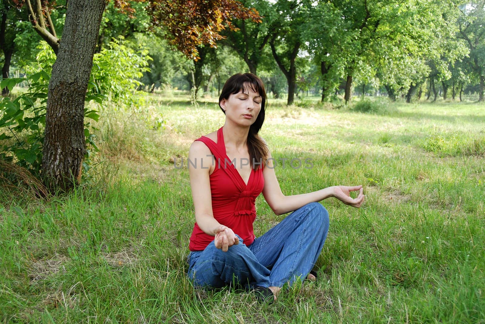 Woman meditation by simply