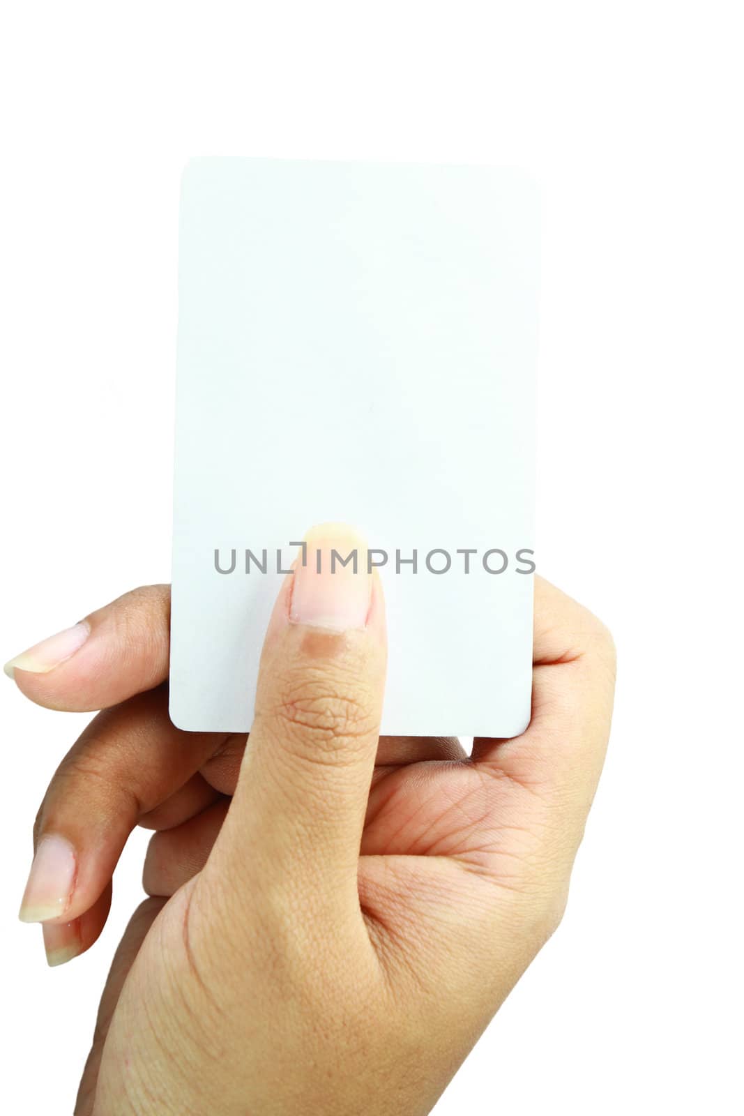 blank business card on white background. by bajita111122