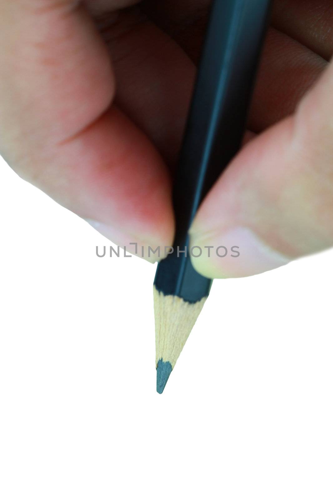 human hands with pencil and writting something