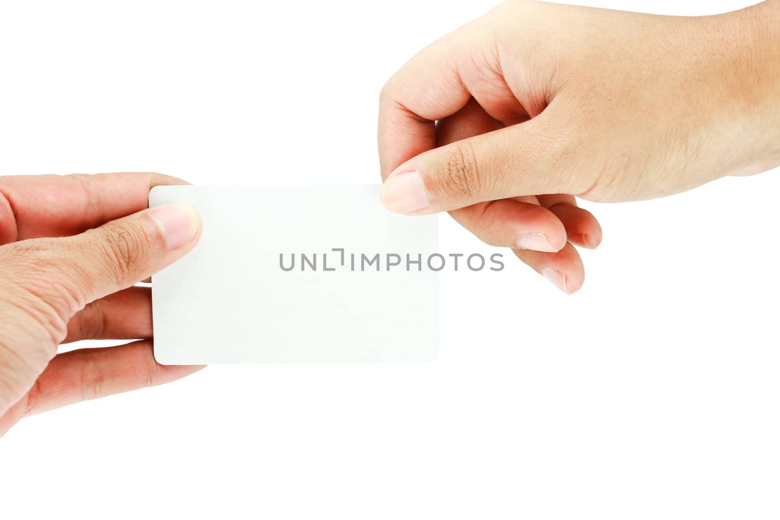 blank business card on white background.