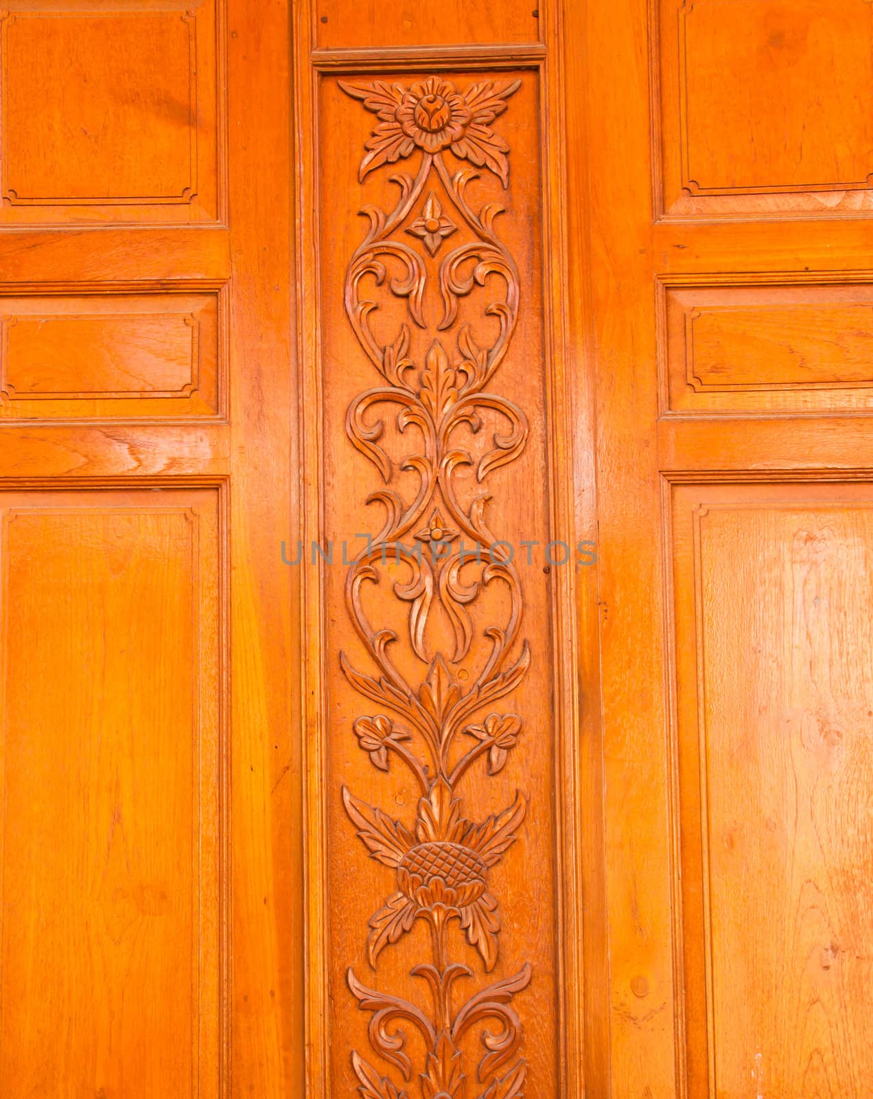 The wooden walls of the temple in Thailand.