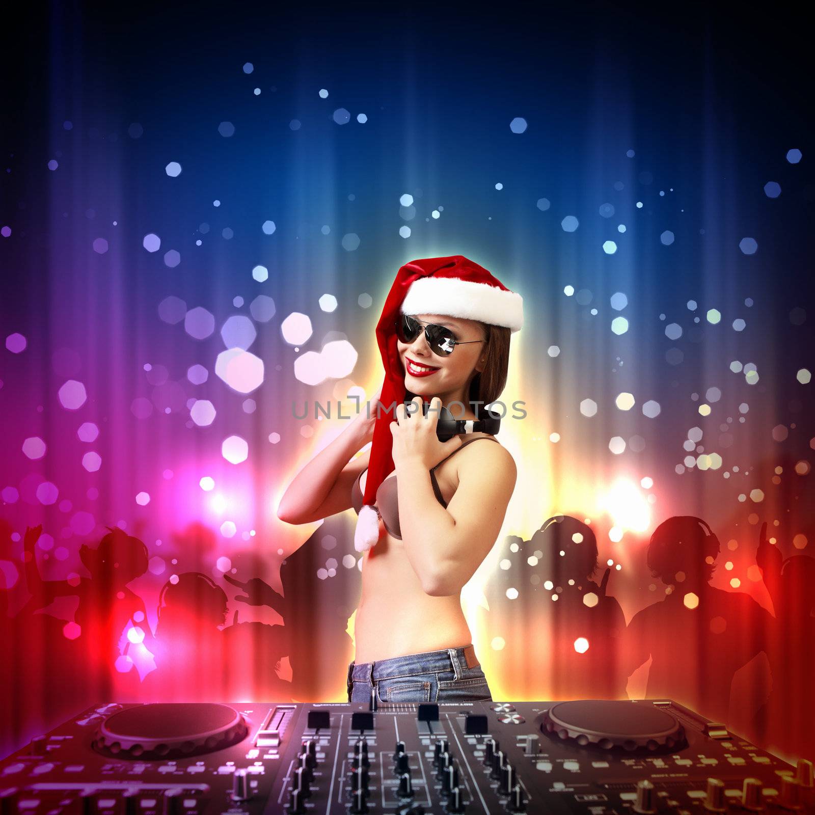 Female dj in christmas wear by sergey_nivens