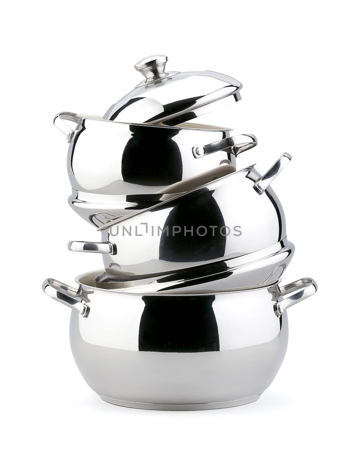 Group of stainless steel kitchenware isolated on white by gilmanshin