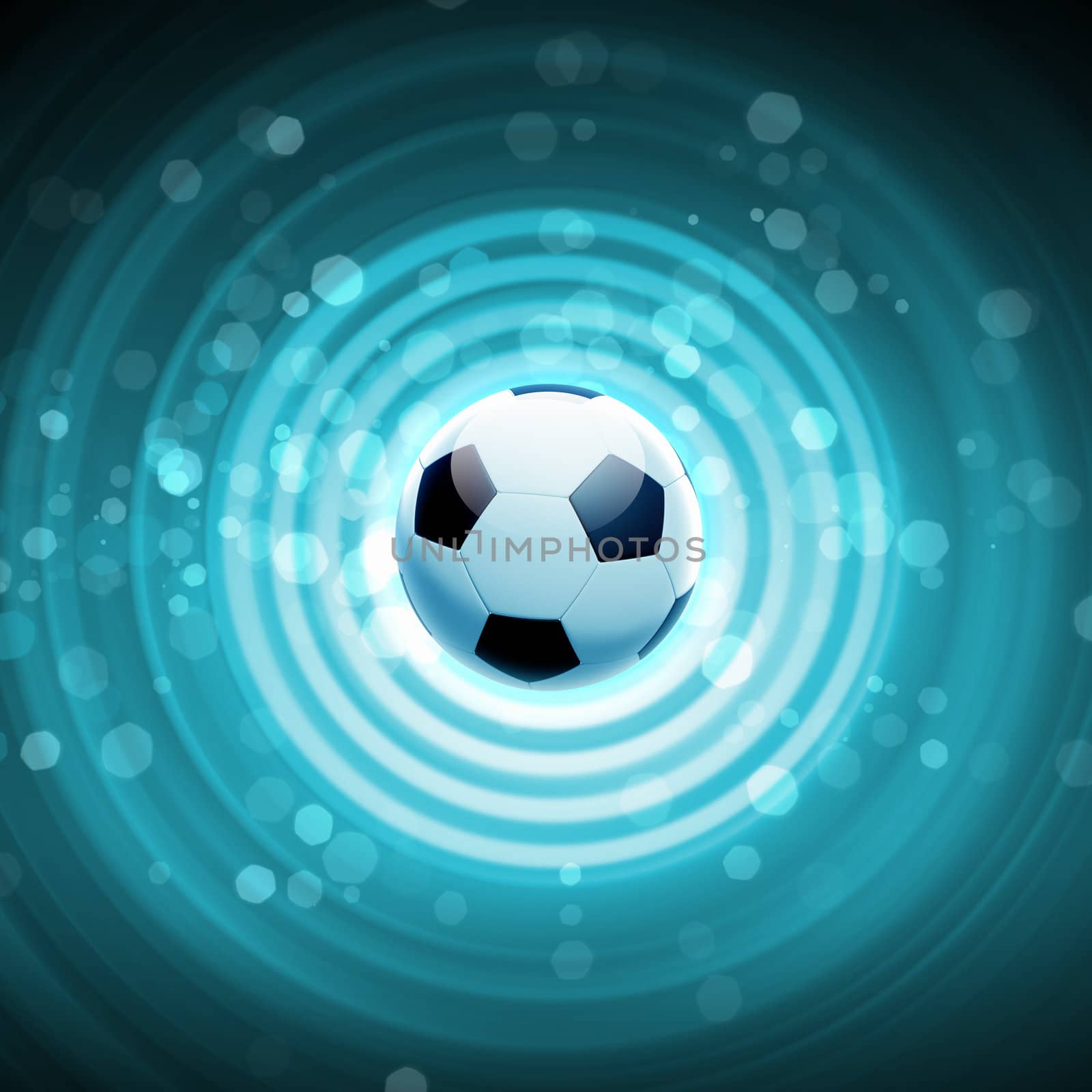 Black and white football or soccer ball, colour illustration