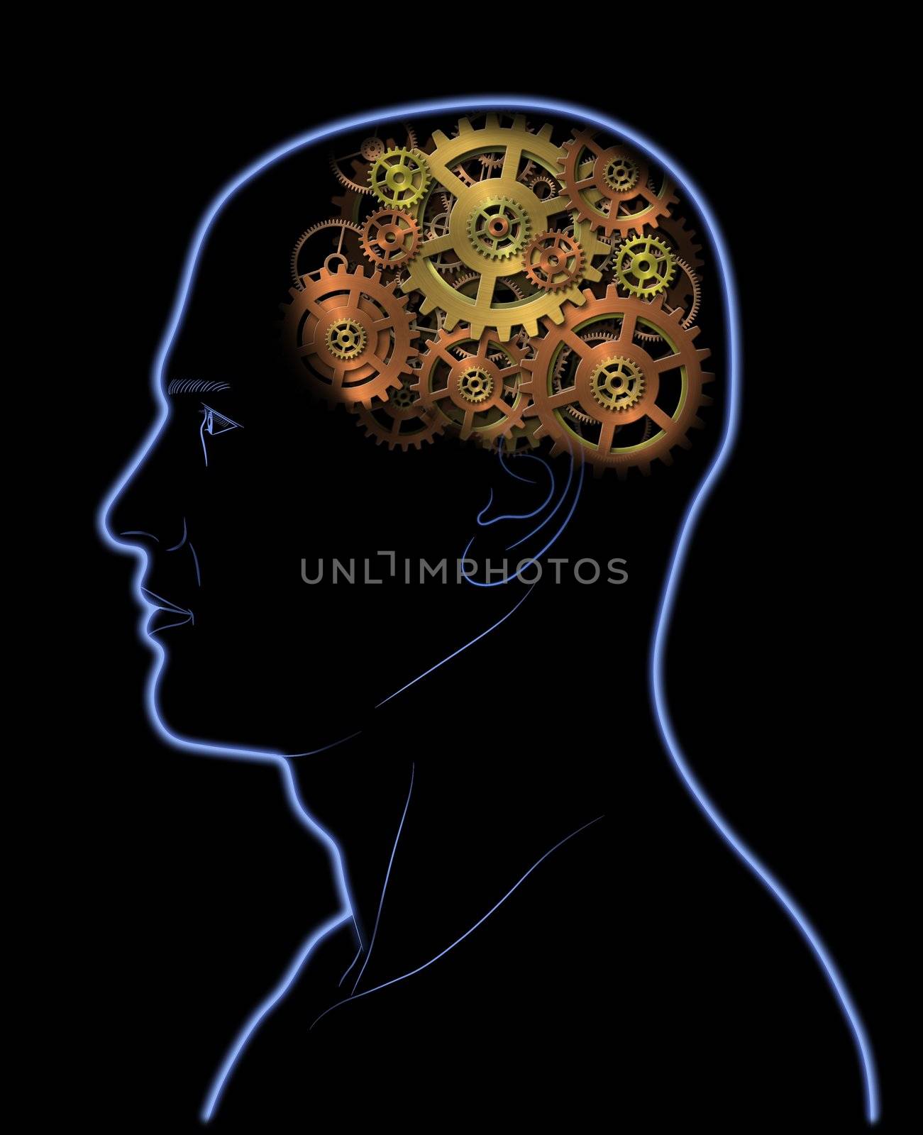 Abstract image - Gears In The Head - Brain - Intelligence - Thinking