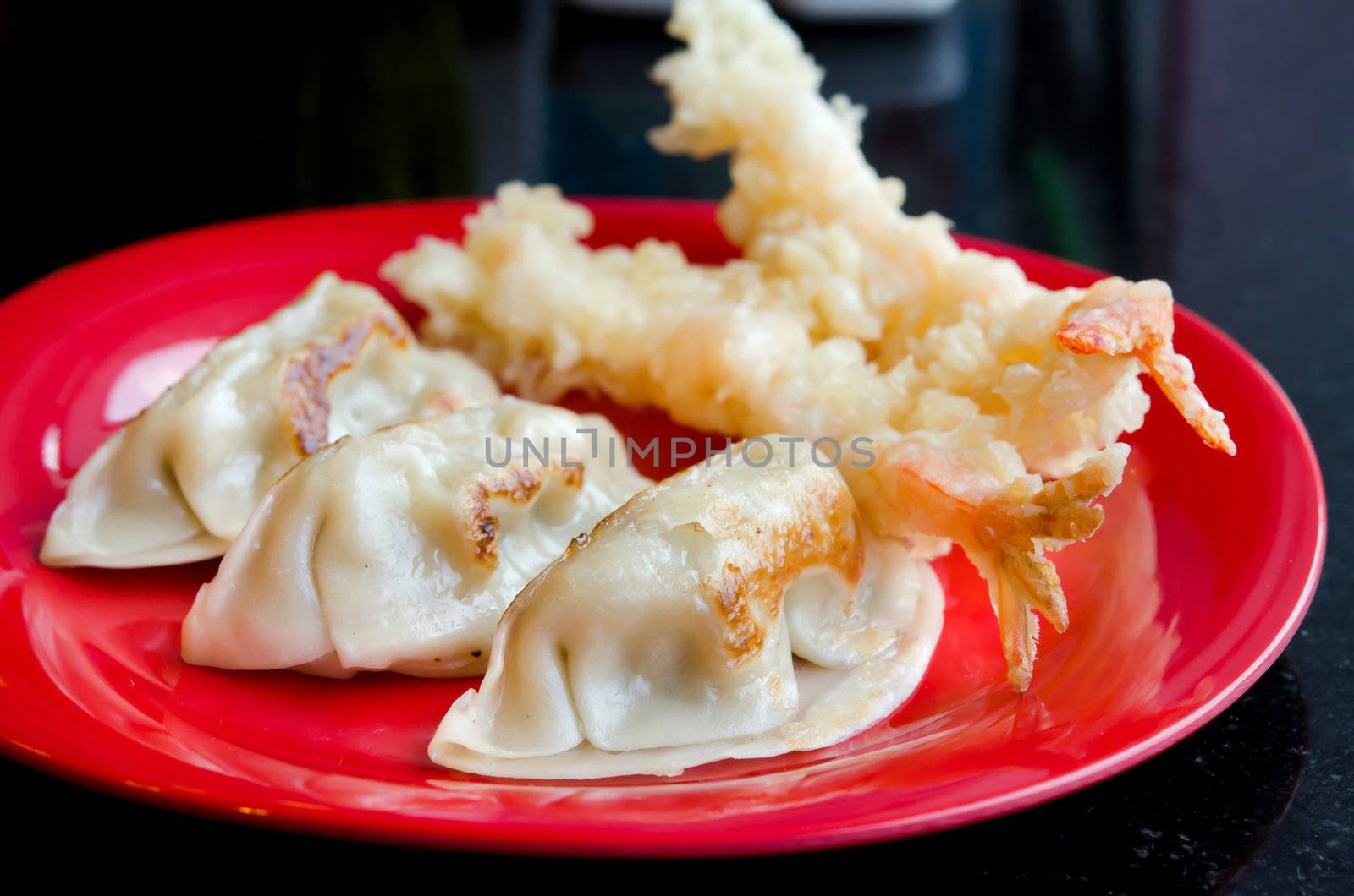 Fried wonton and fried shrimp. Tempura is  Japanese cuisine , 