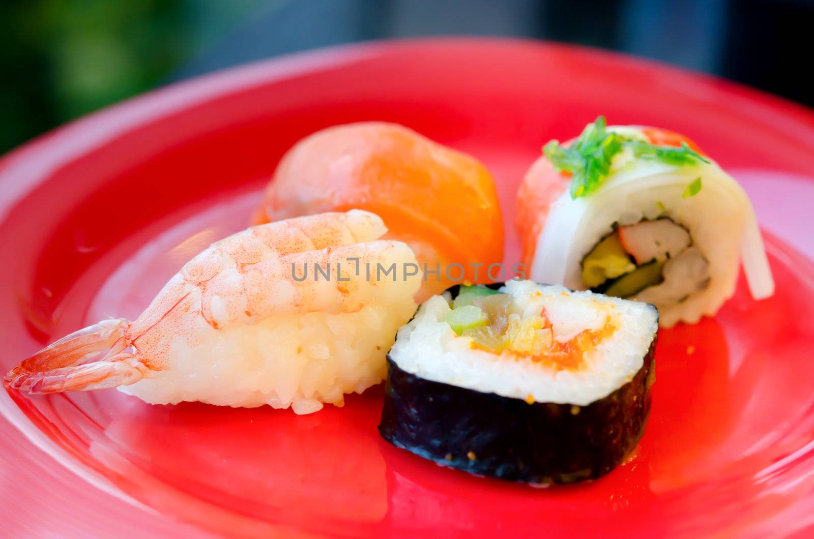 Traditional Japanese  style food , sushi and sushi rolls