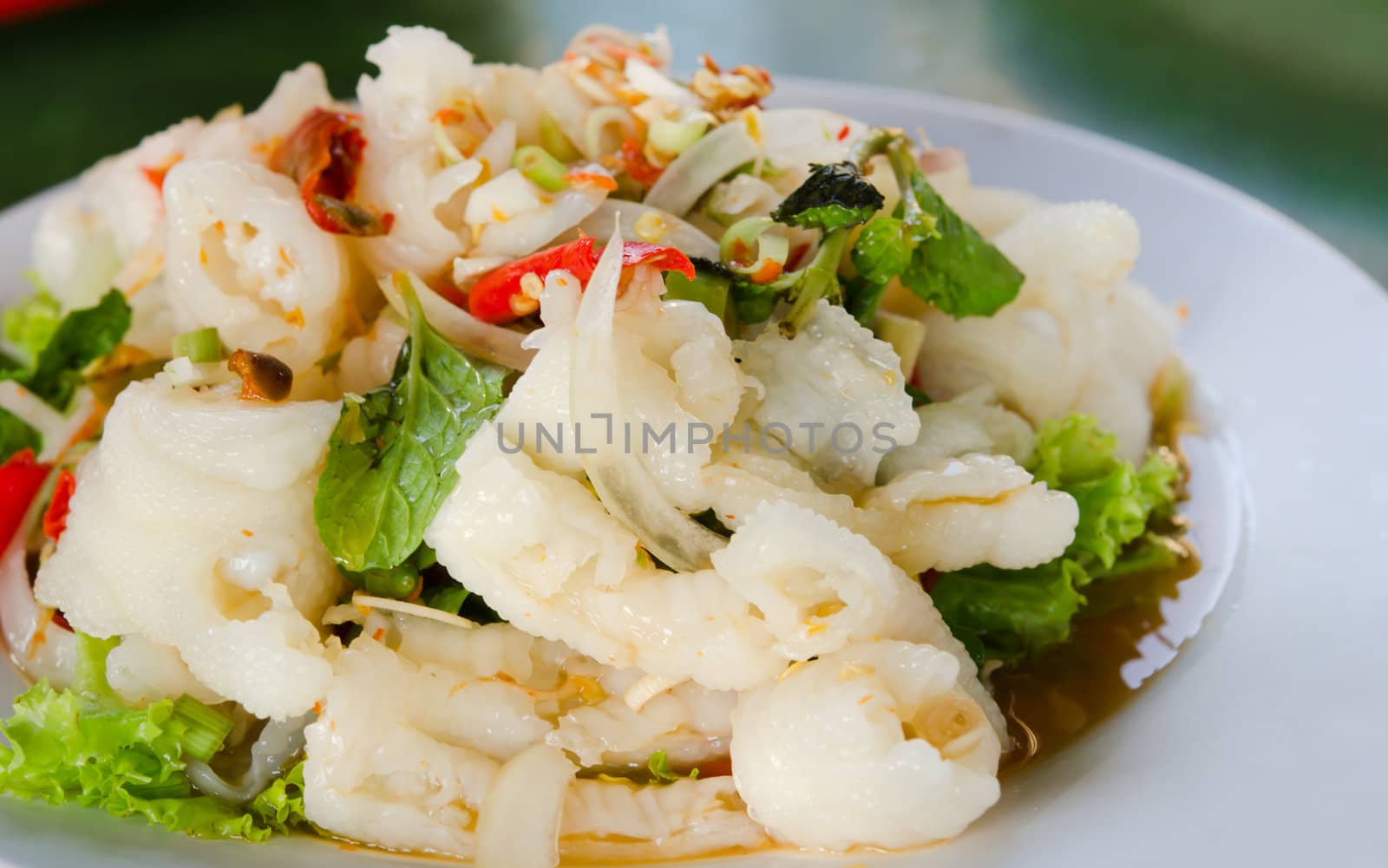 mixed  vegetable and  chicken feet , Thai spicy salad