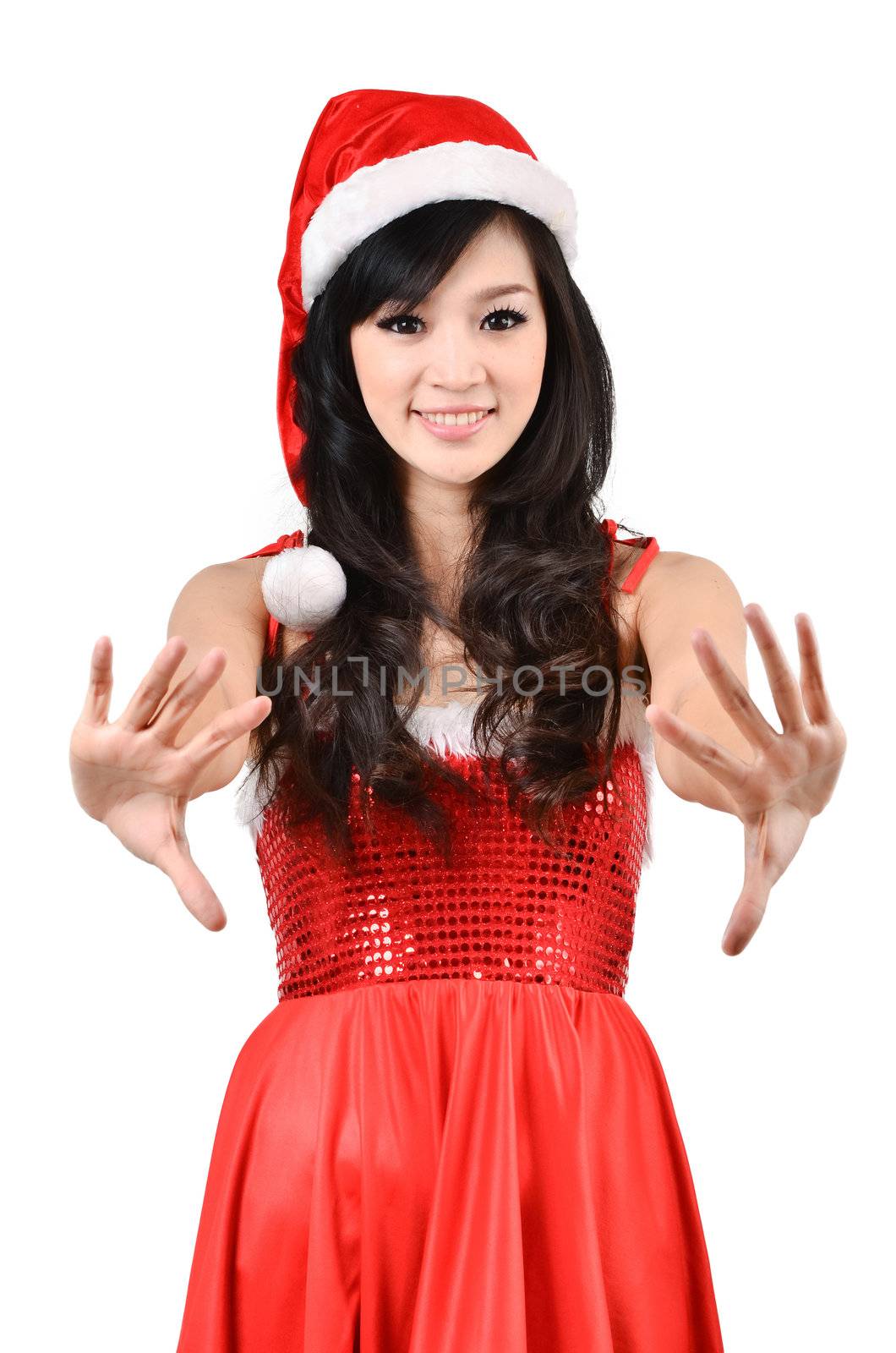 Santa woman Isolated on white background by anankkml