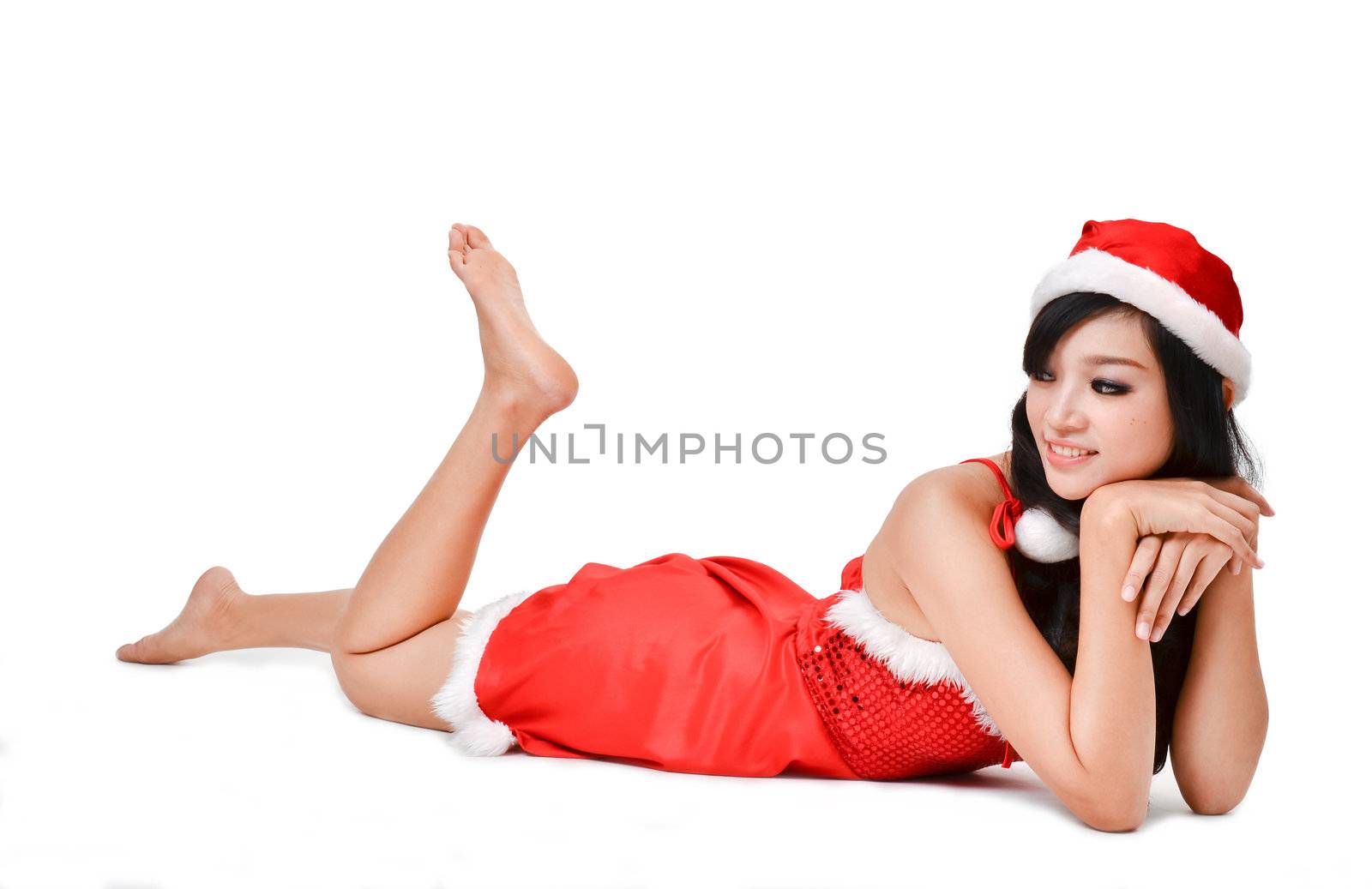 Santa woman Isolated on white background by anankkml