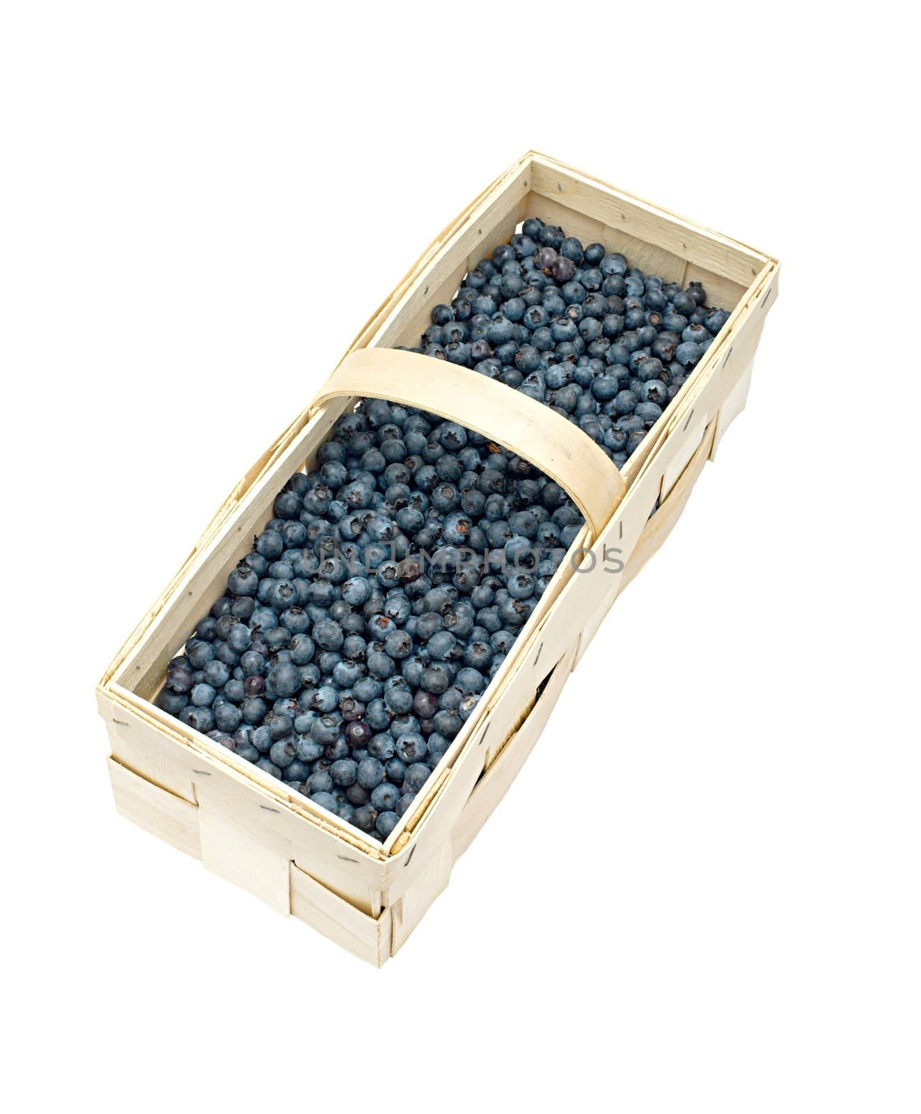 A basket of blueberries isolated on white