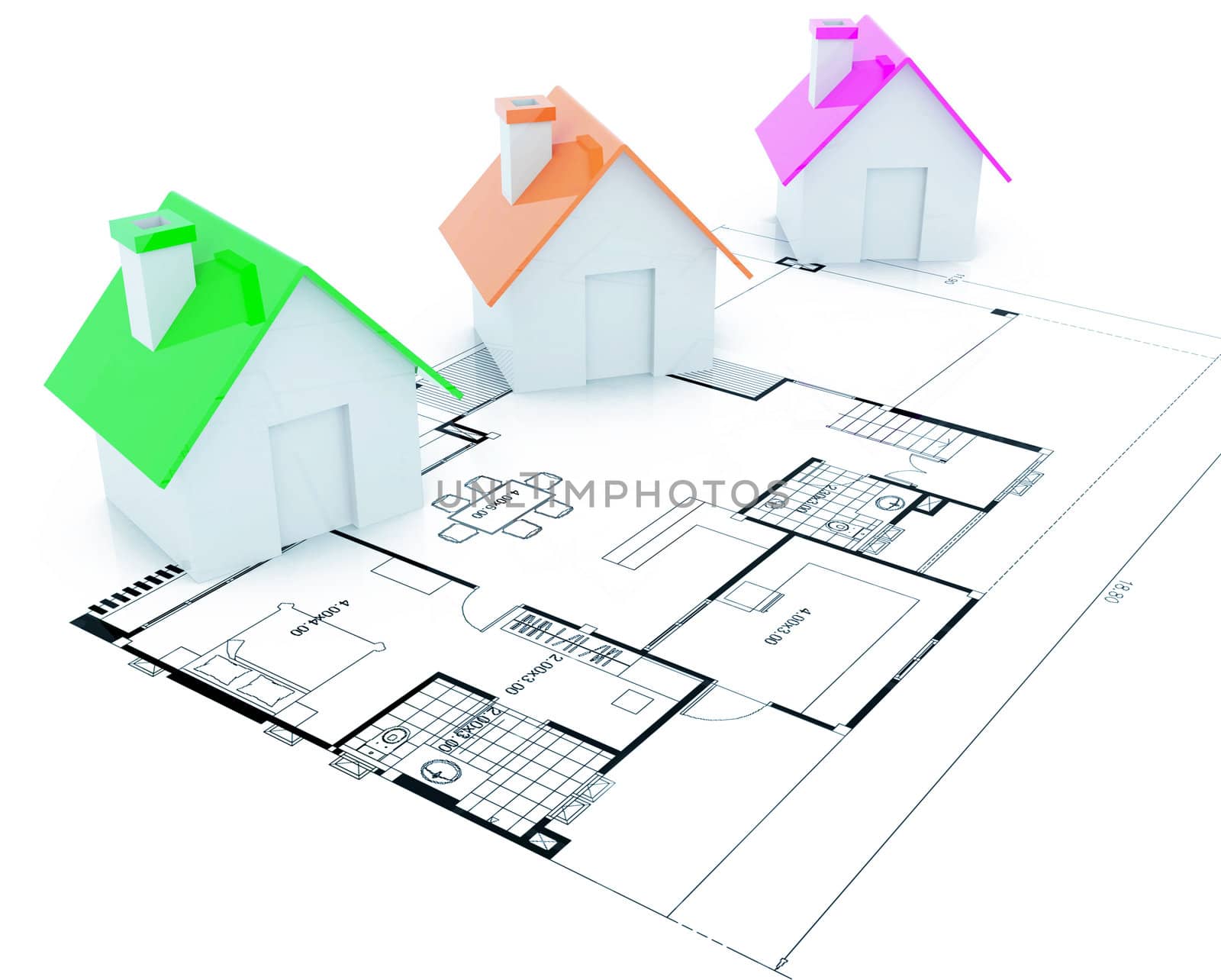 3D Little home with design page