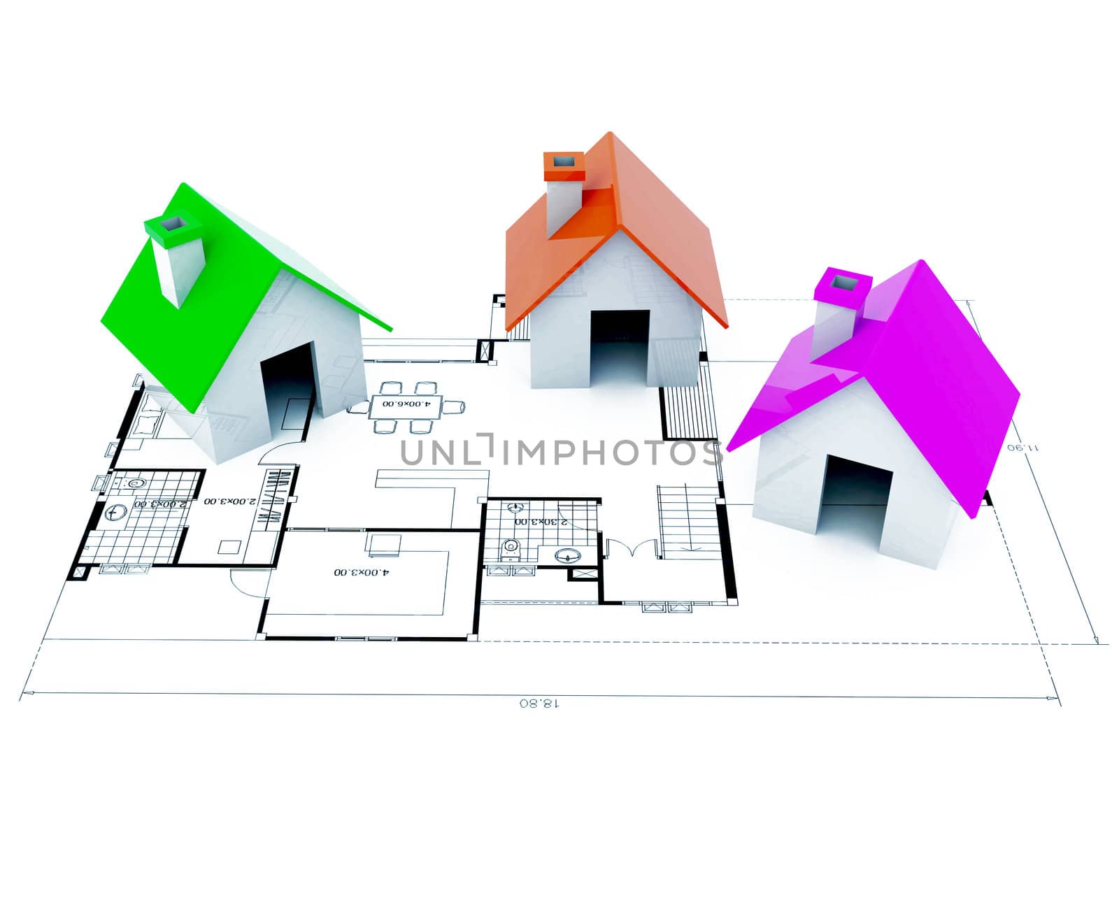 3D Little home with design page