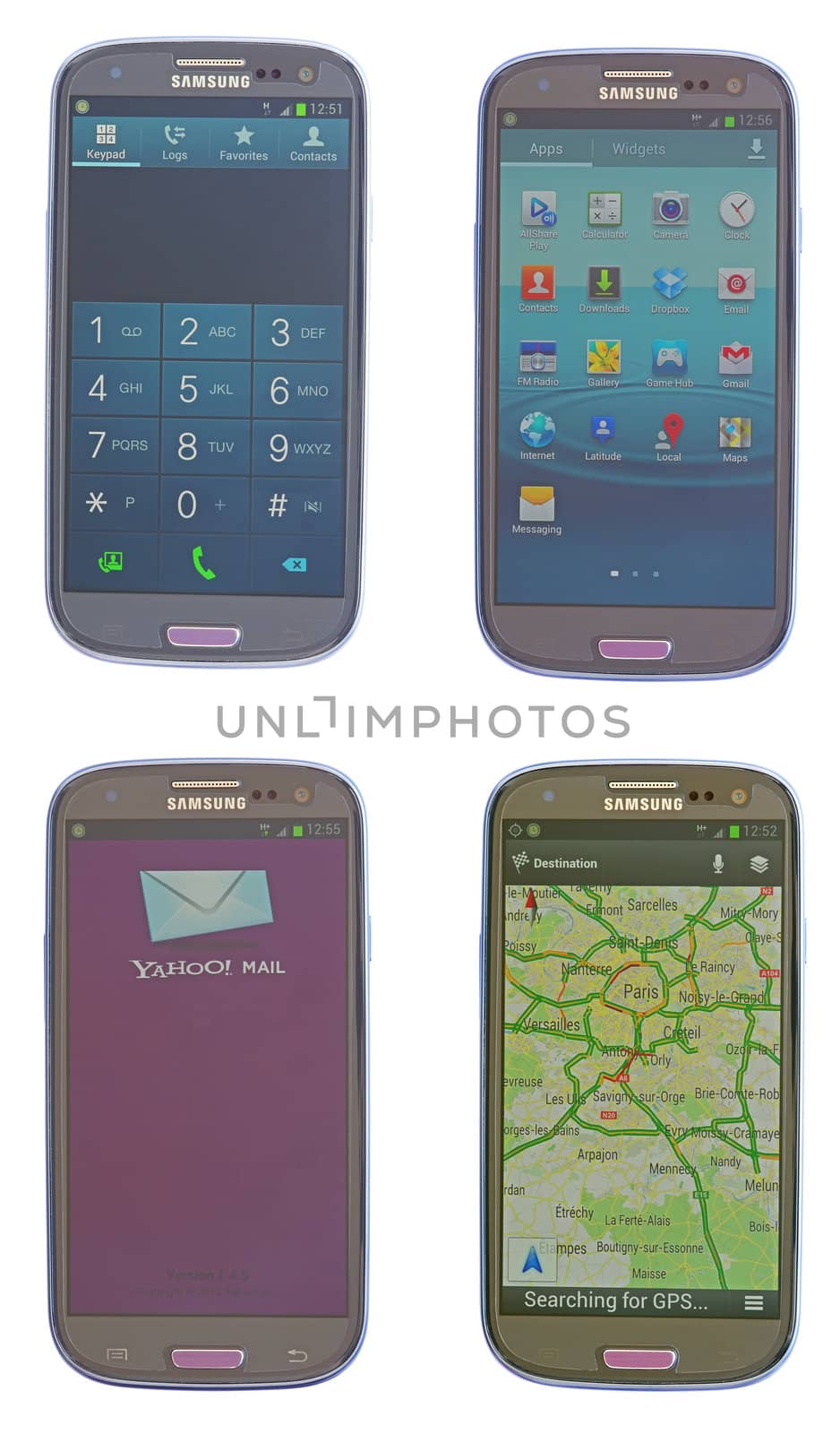 Touch screen phone menu, Samusng Galaxy SIII with Android