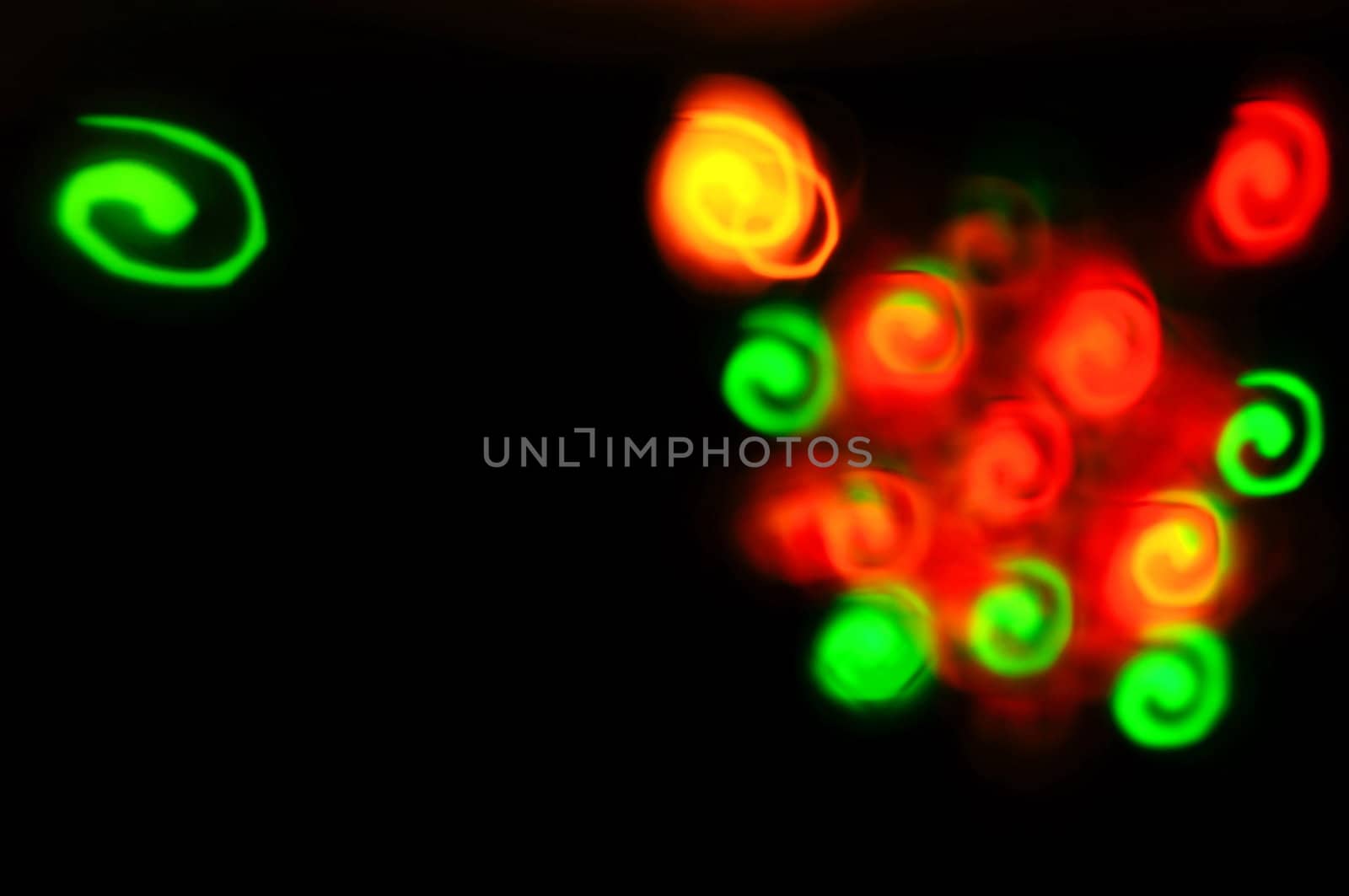 swirl shape and multi-colored christmas lights