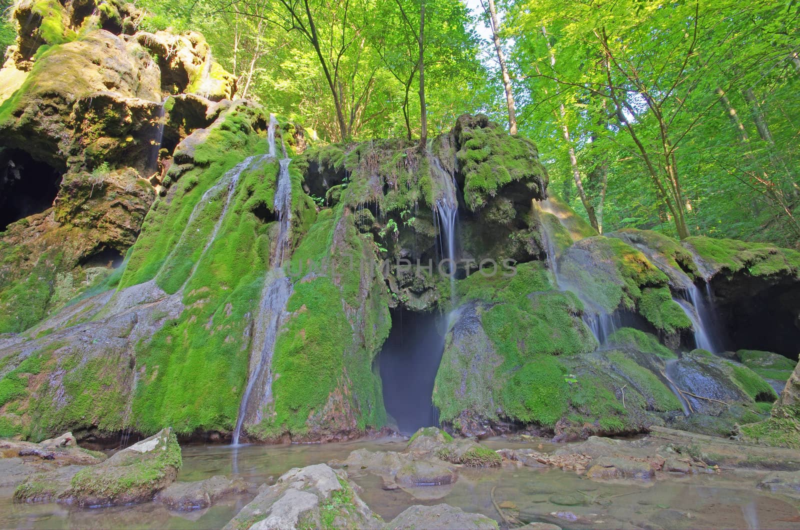 Green waterfall in Beusnita National Park