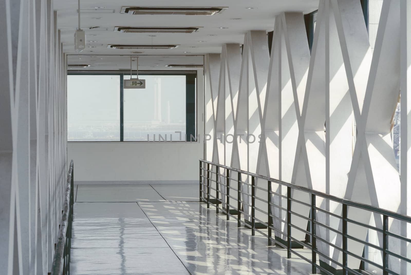 empty light corridor inside modern building
