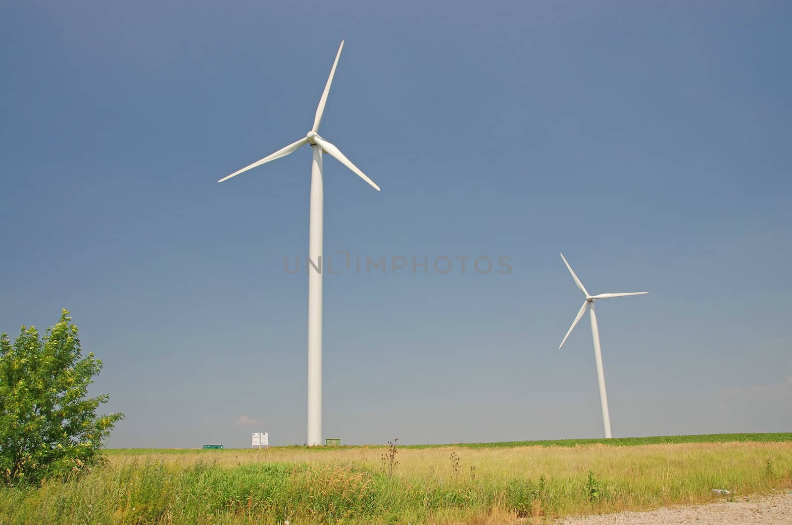 Eolian generator over the blue sky