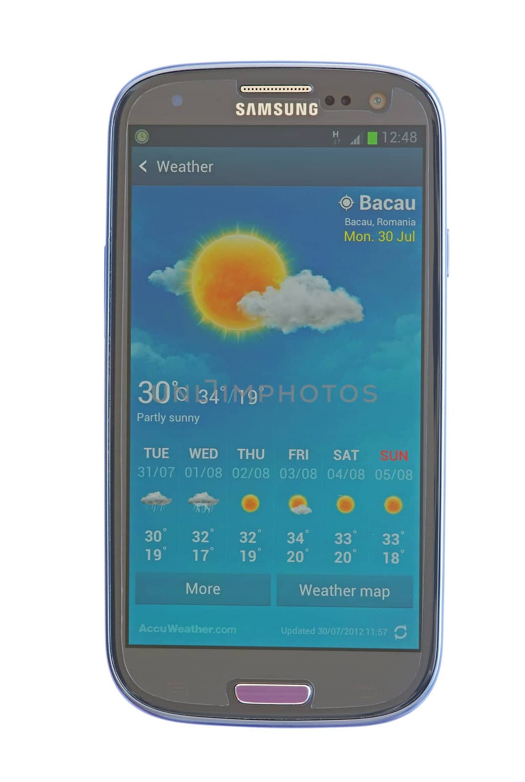 Weather forecast on the new Samsung Galaxy SIII