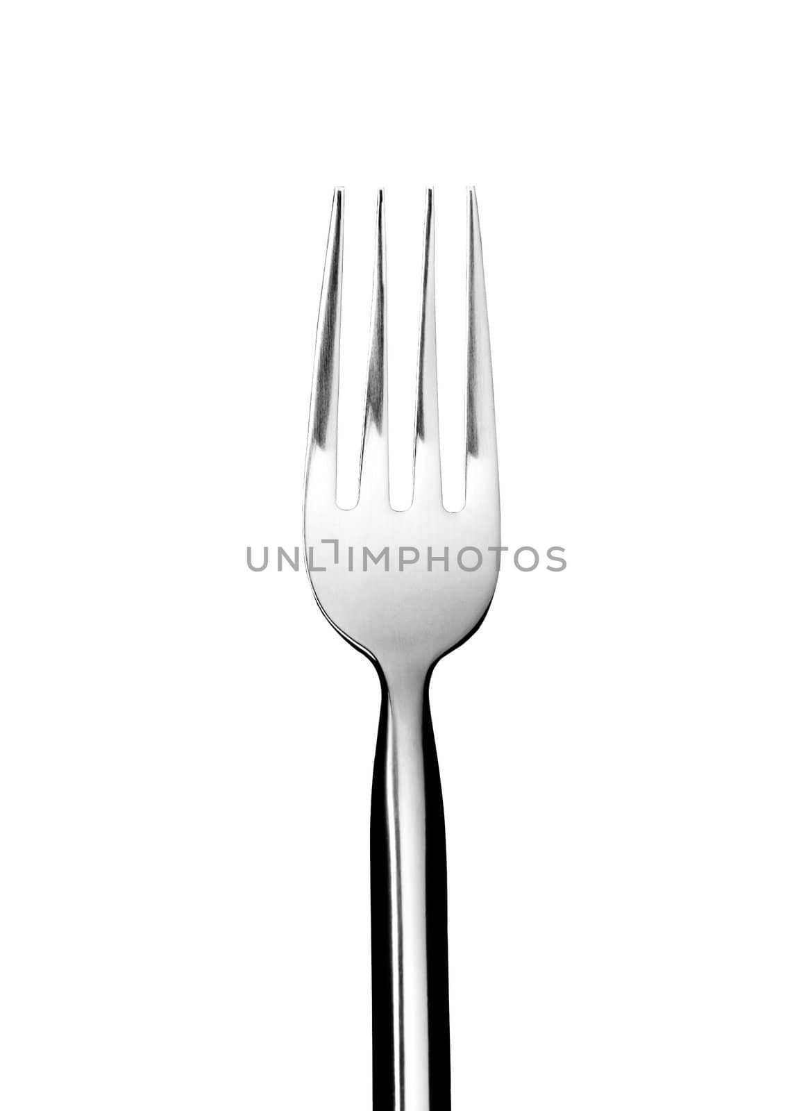 Chrome silver fork isolated on white
