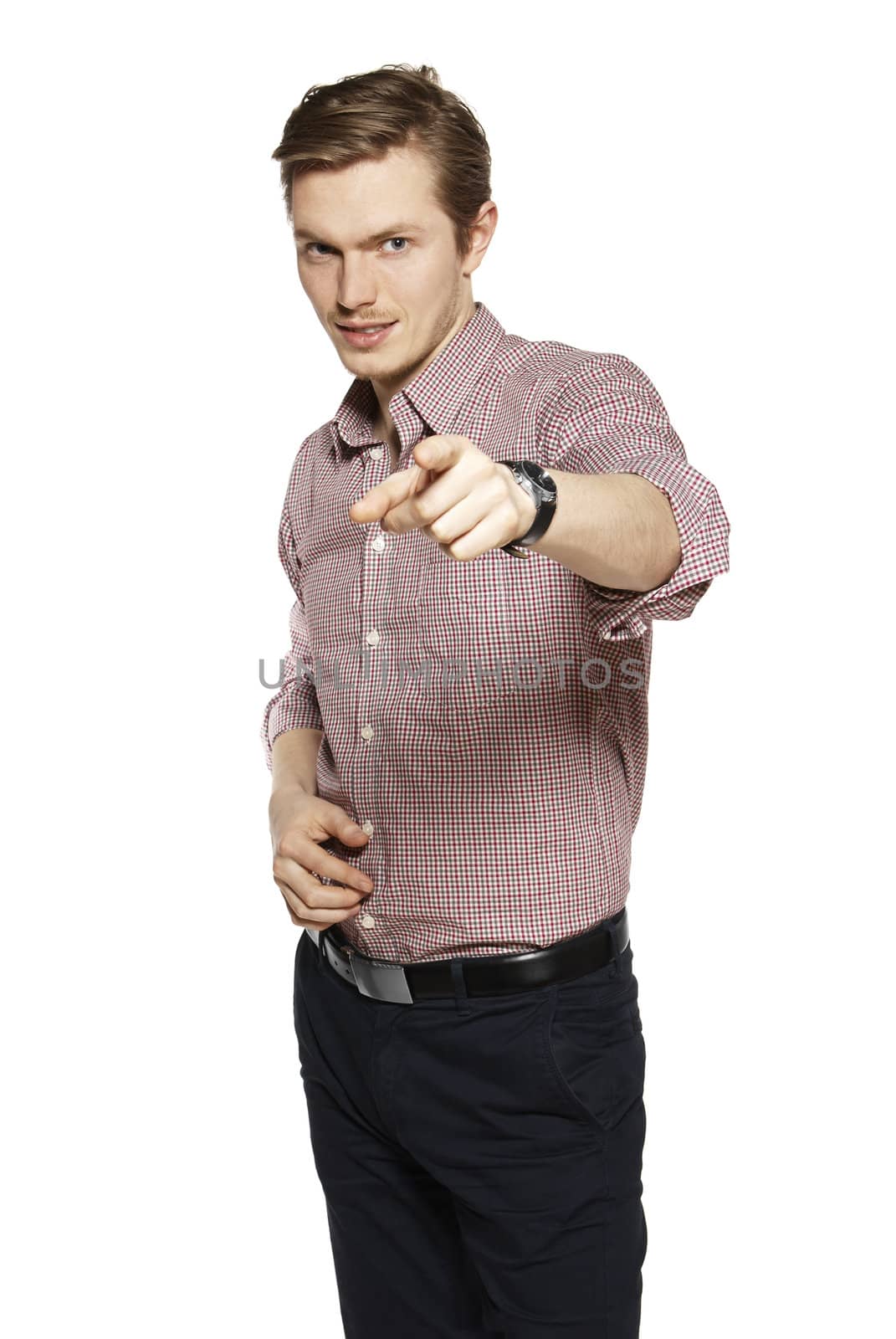 Studio shot of young man against a white background.