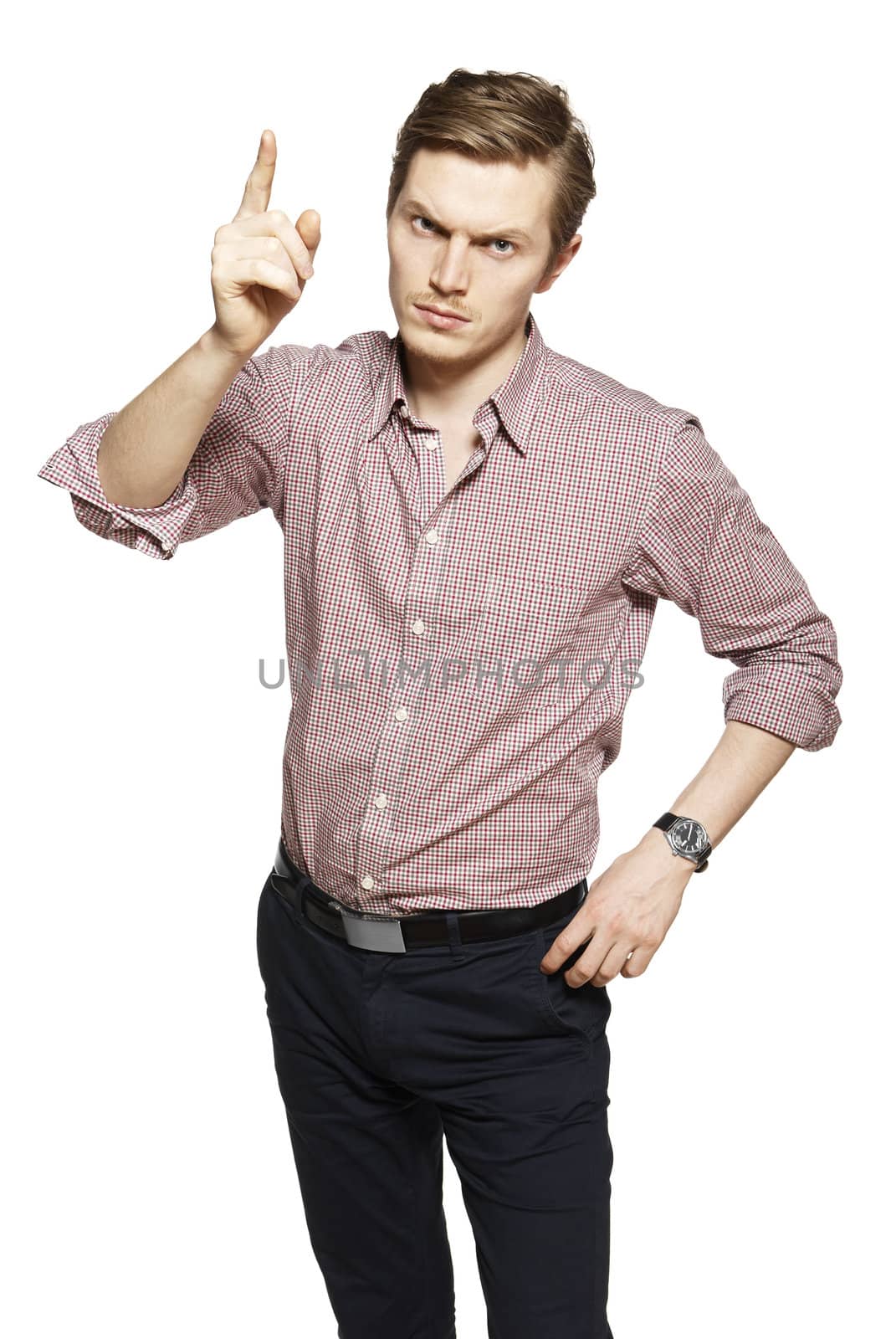 Studio shot of young man against a white background.