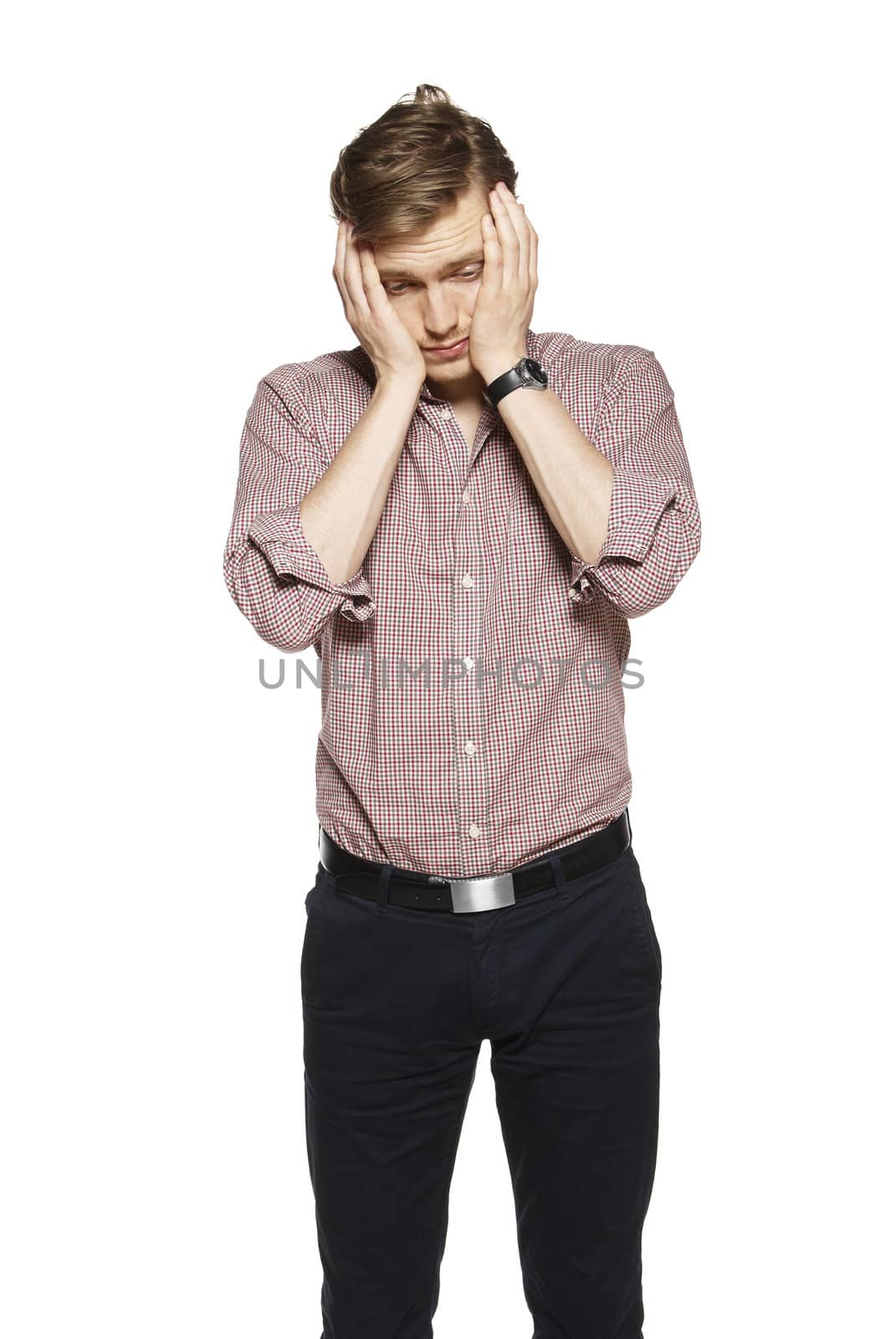 Studio shot of young man against a white background.