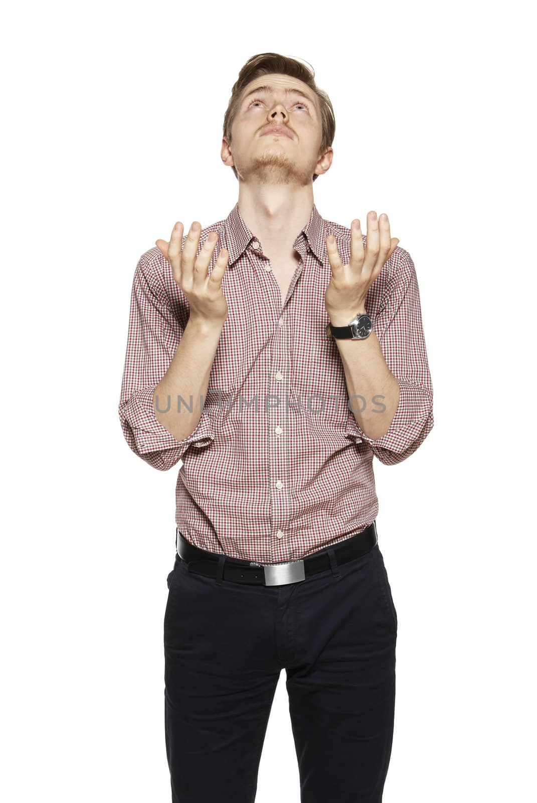 Young man against a white background by filipw