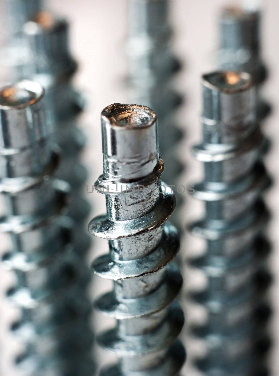 chrome screw on a blur background