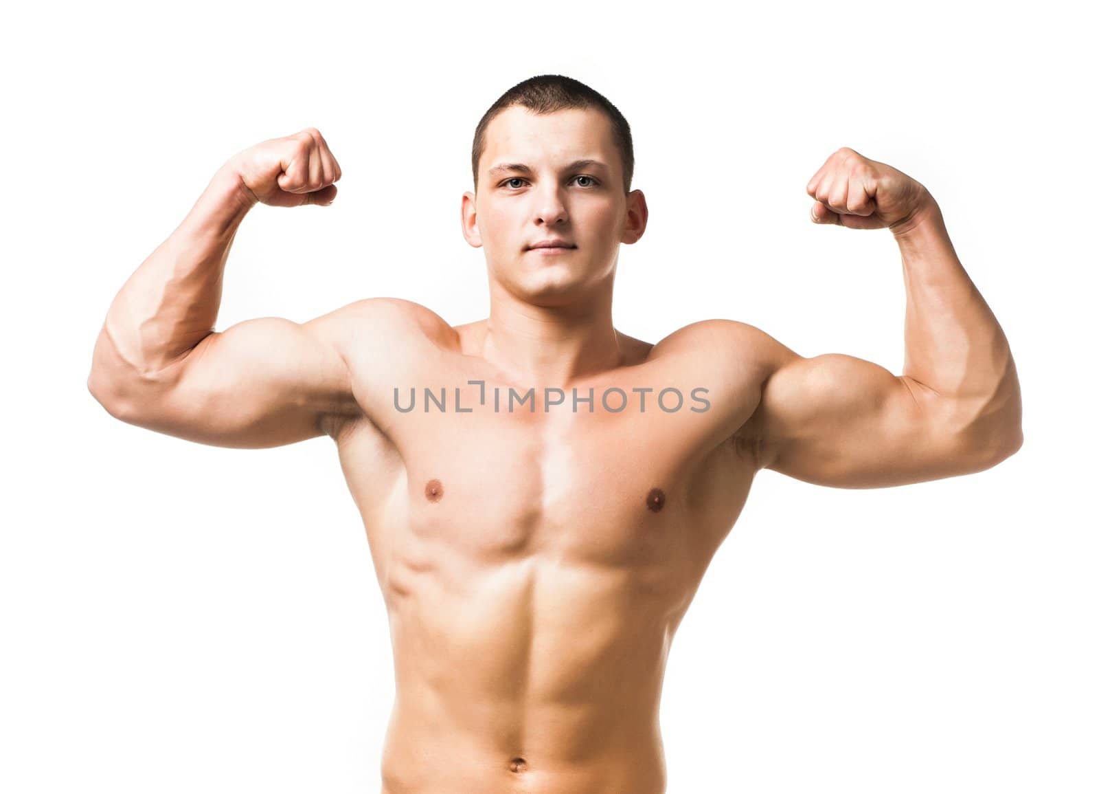 Handsome muscular man isolated on white background